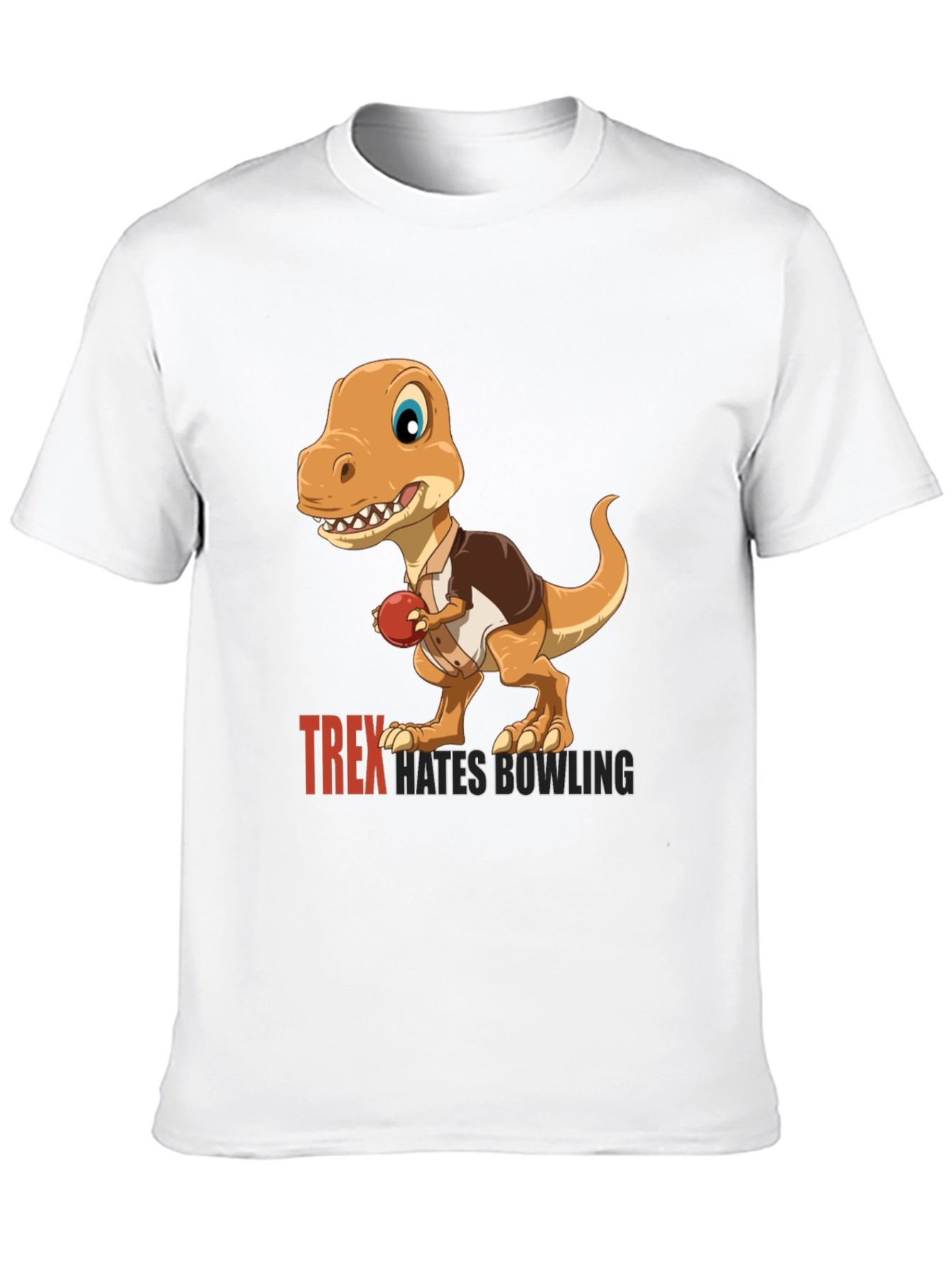 T-Rex Hates Bowling Graphic Tee - Black Casual Shirt