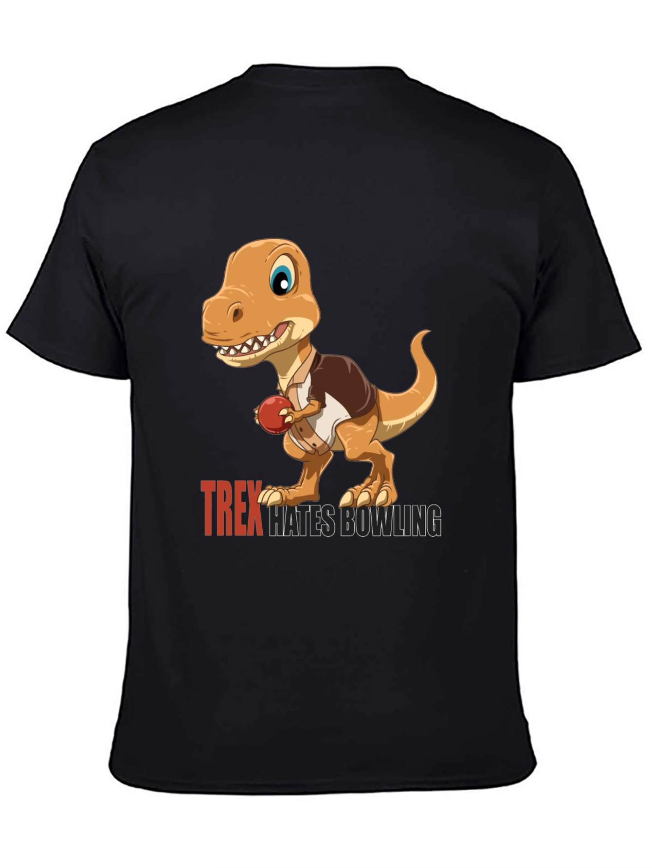 T-Rex Hates Bowling Graphic Tee - Black Casual Shirt