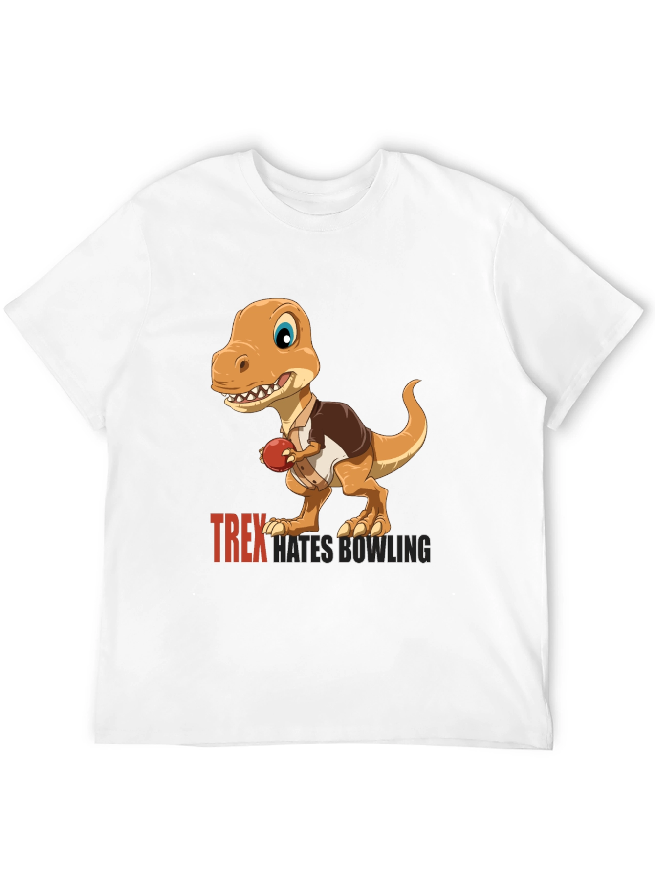 T-Rex Hates Bowling Graphic Tee - Black Casual Shirt