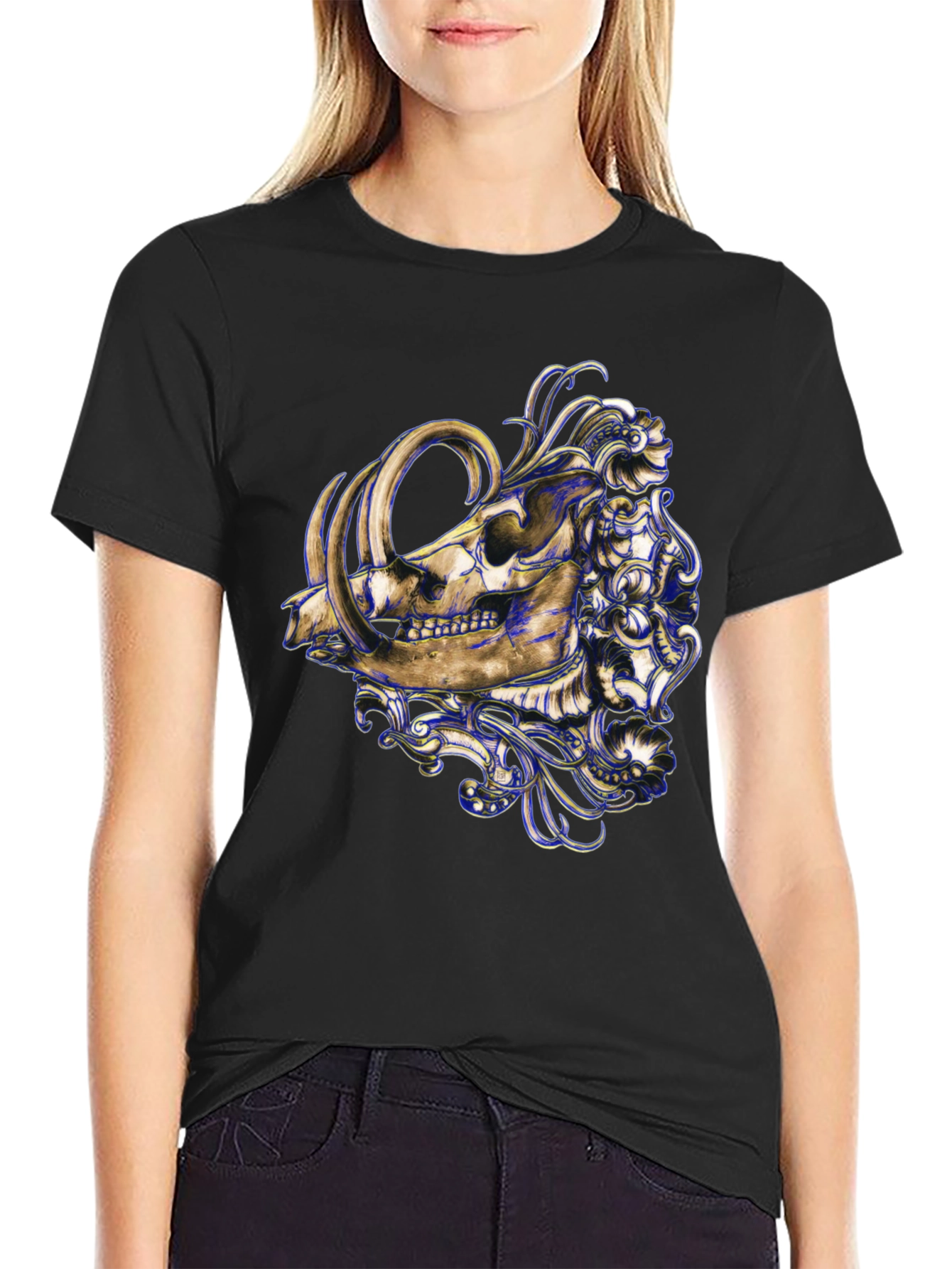 Boar Skull Graphic Tee - Unique Print T-Shirt