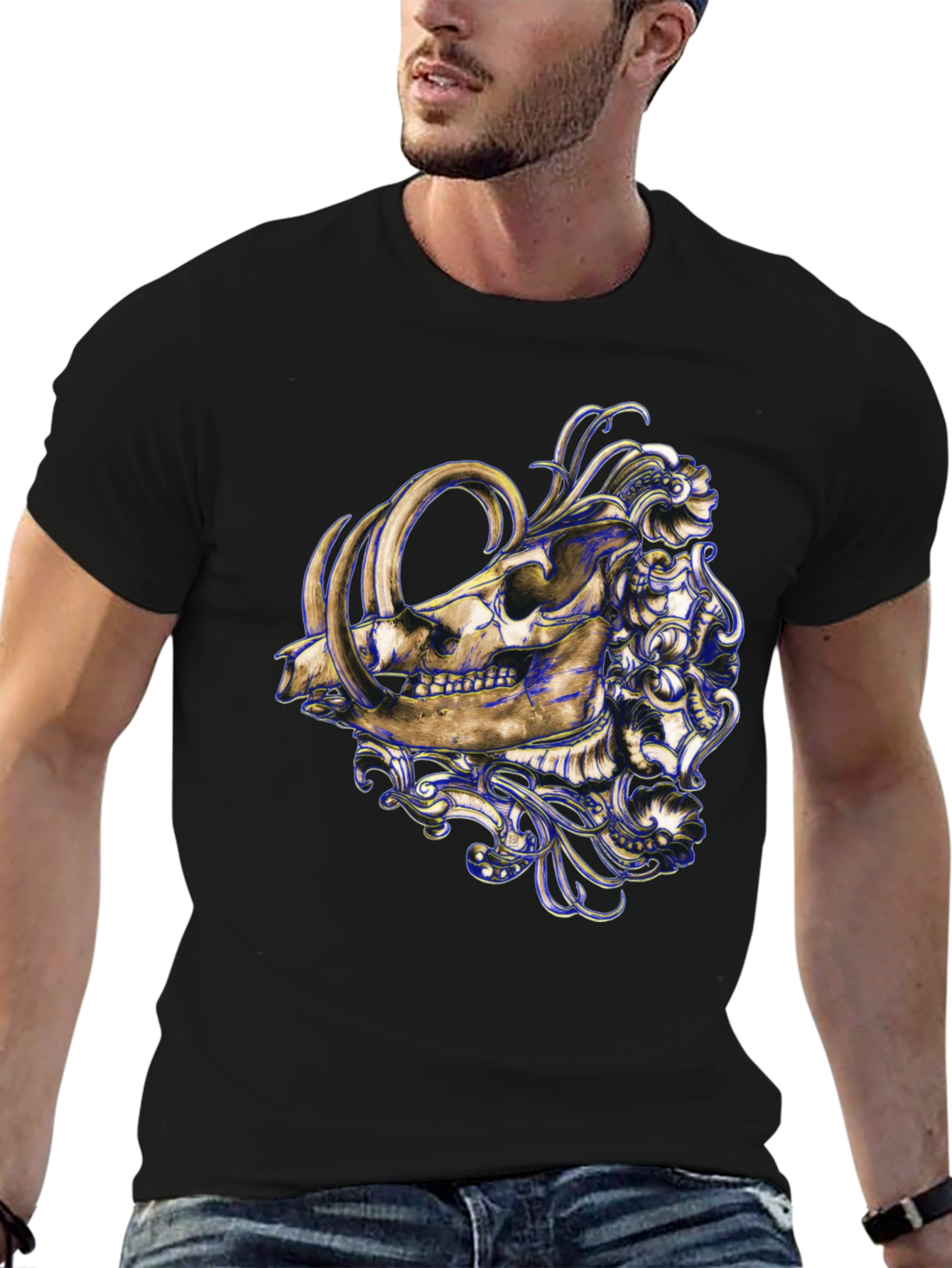 Boar Skull Graphic Tee - Unique Print T-Shirt