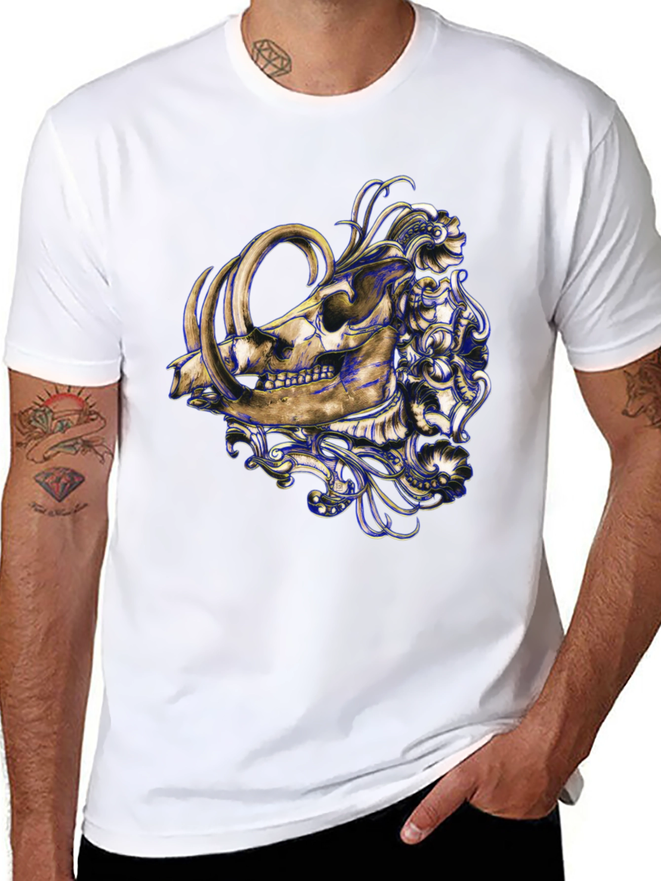 Boar Skull Graphic Tee - Unique Print T-Shirt
