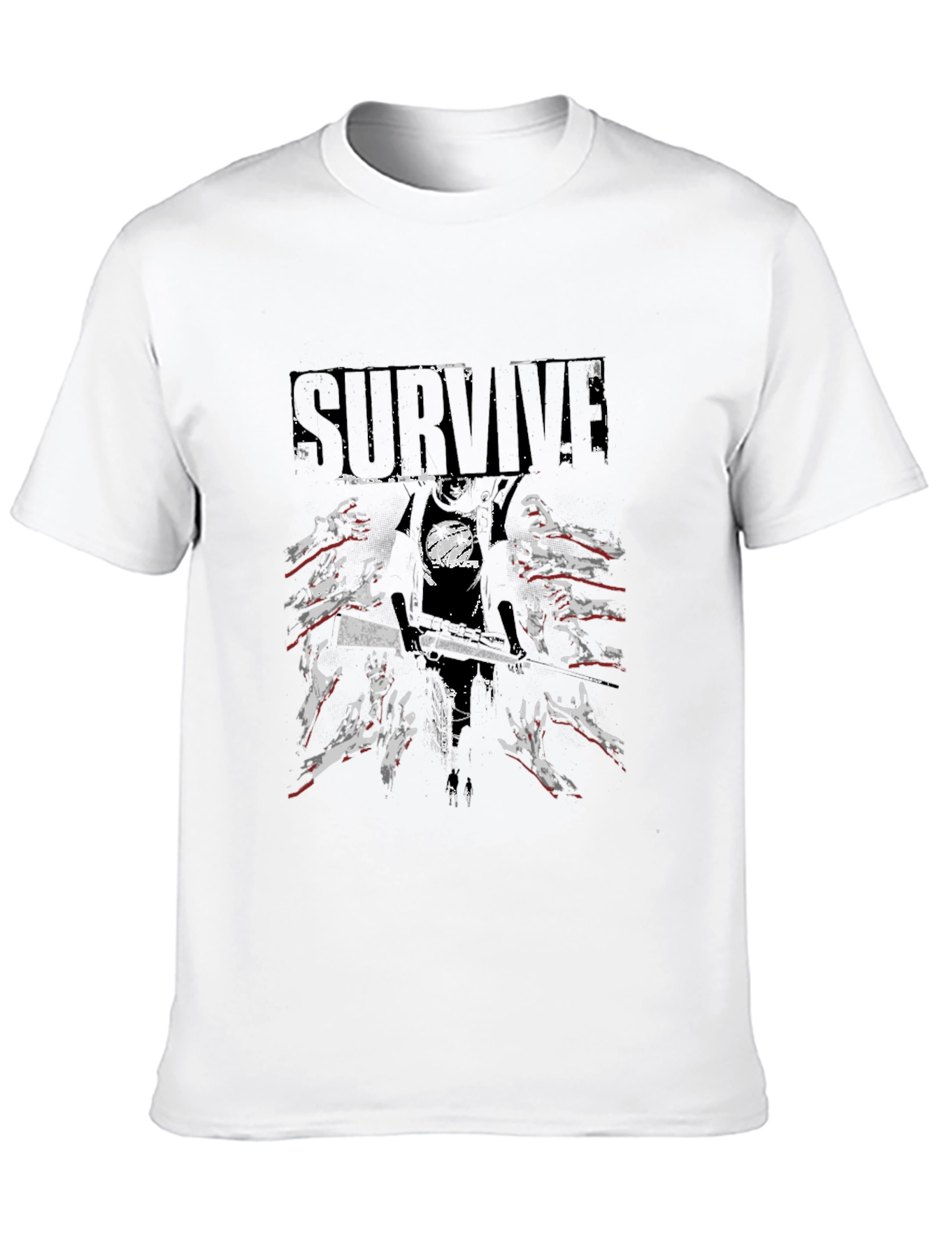 Survive Zombie Graphic Print Black T-Shirt