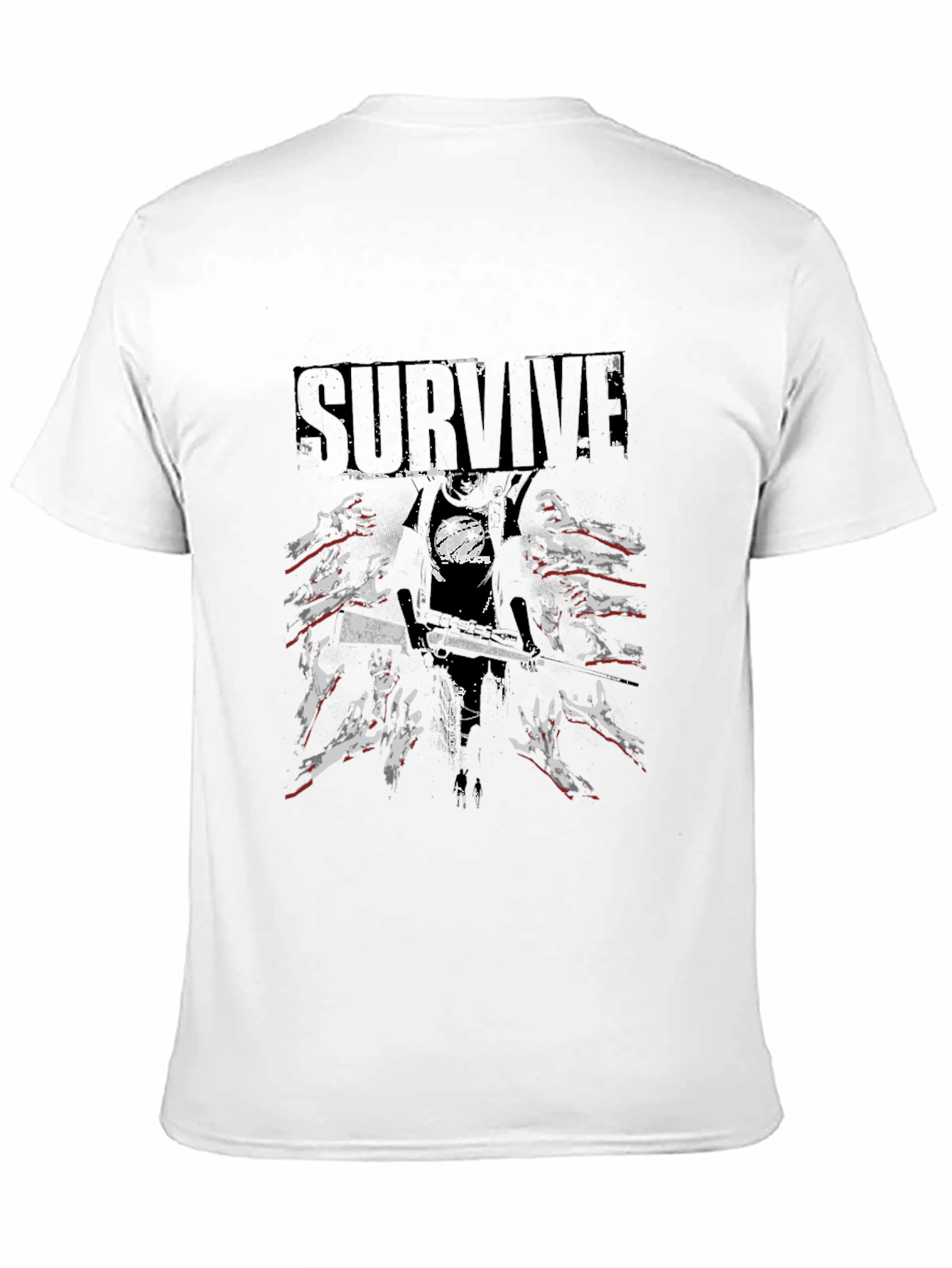 Survive Zombie Graphic Print Black T-Shirt