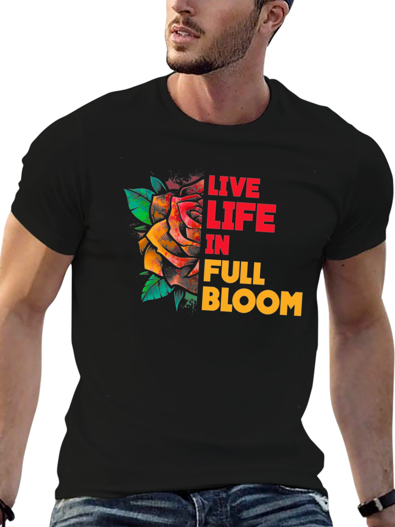 Live Life in Full Bloom Black T-Shirt