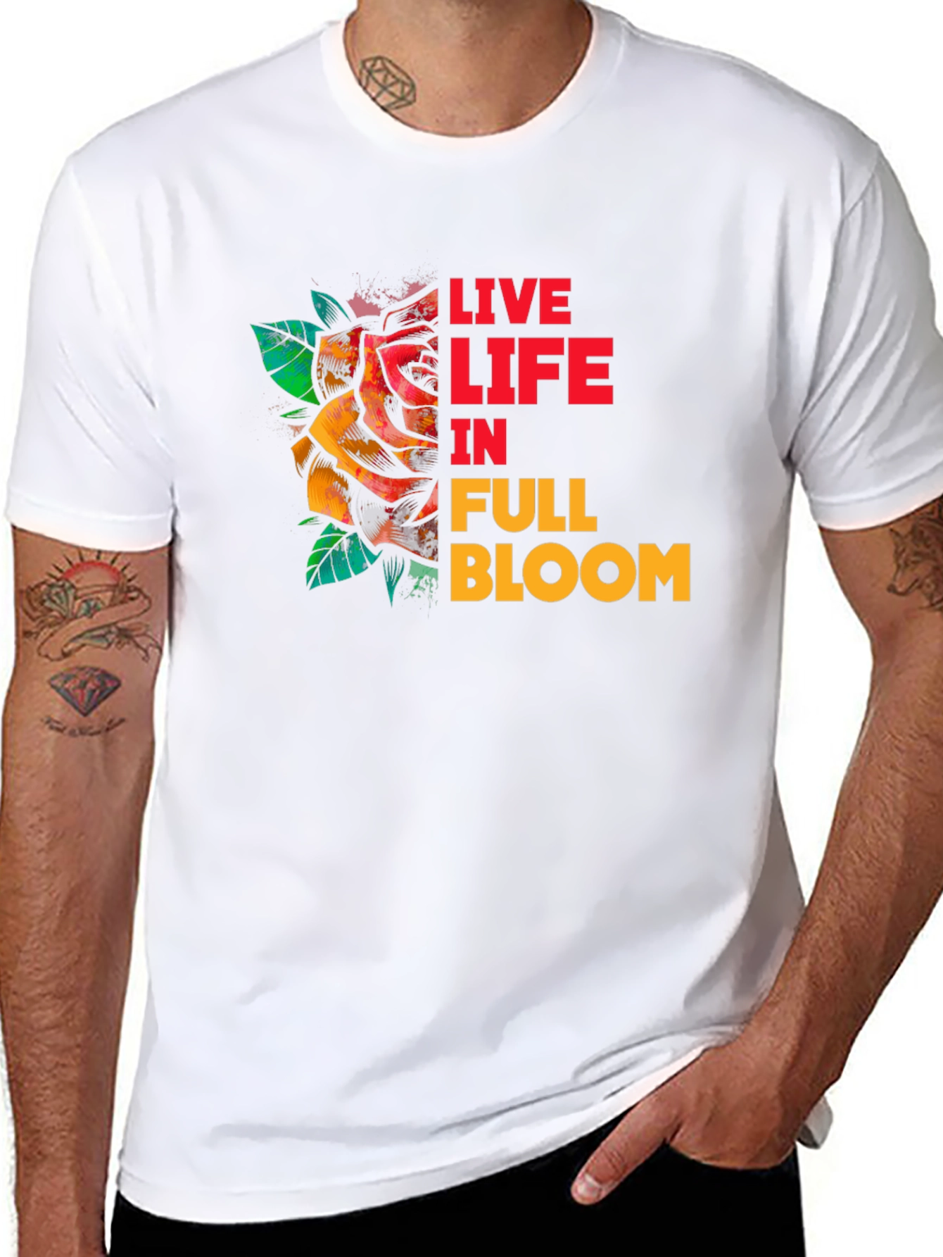 Live Life in Full Bloom Black T-Shirt