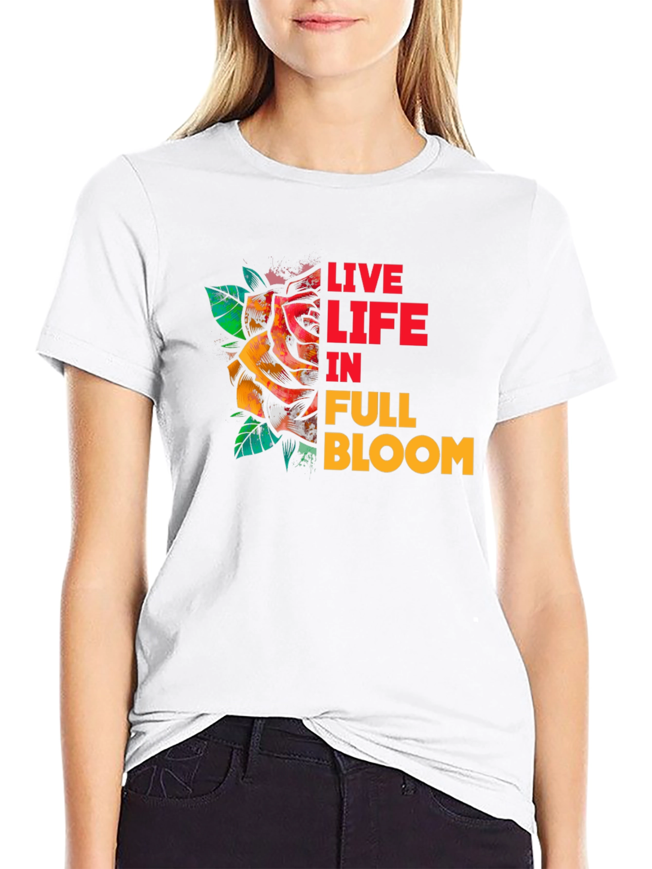 Live Life in Full Bloom Black T-Shirt