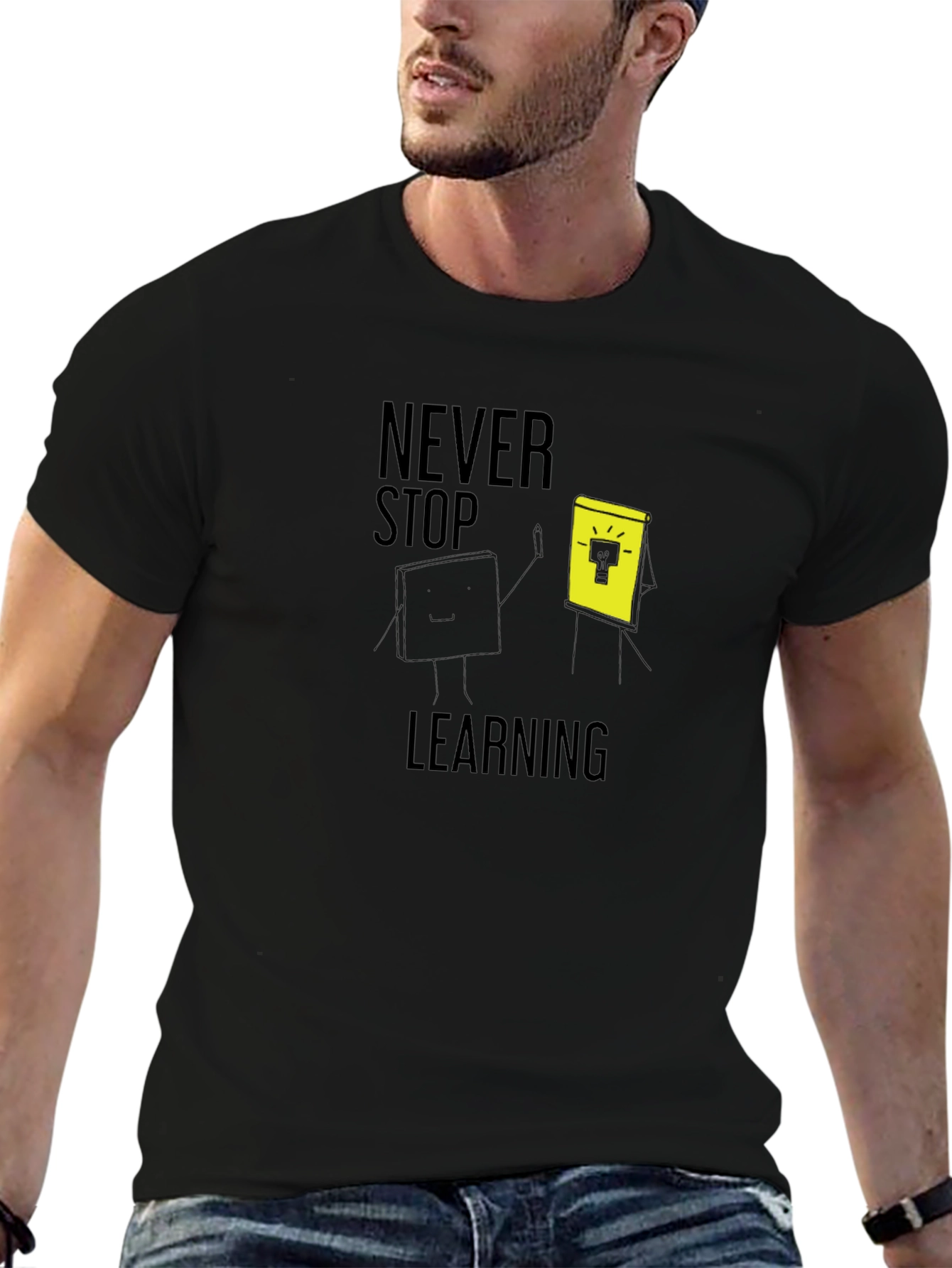 Never Stop Learning Graphic Tee - Black