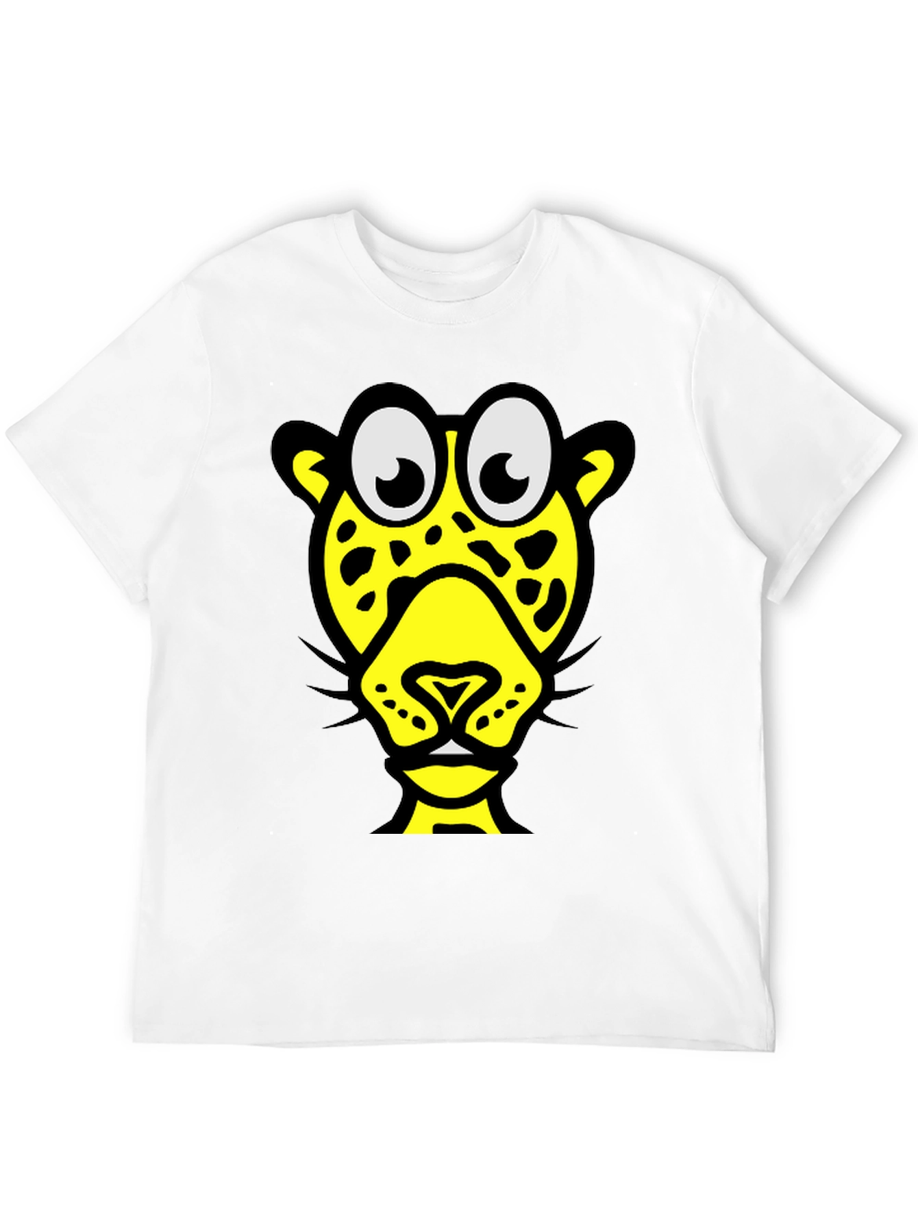Funky Cartoon Leopard Graphic Tee - Black