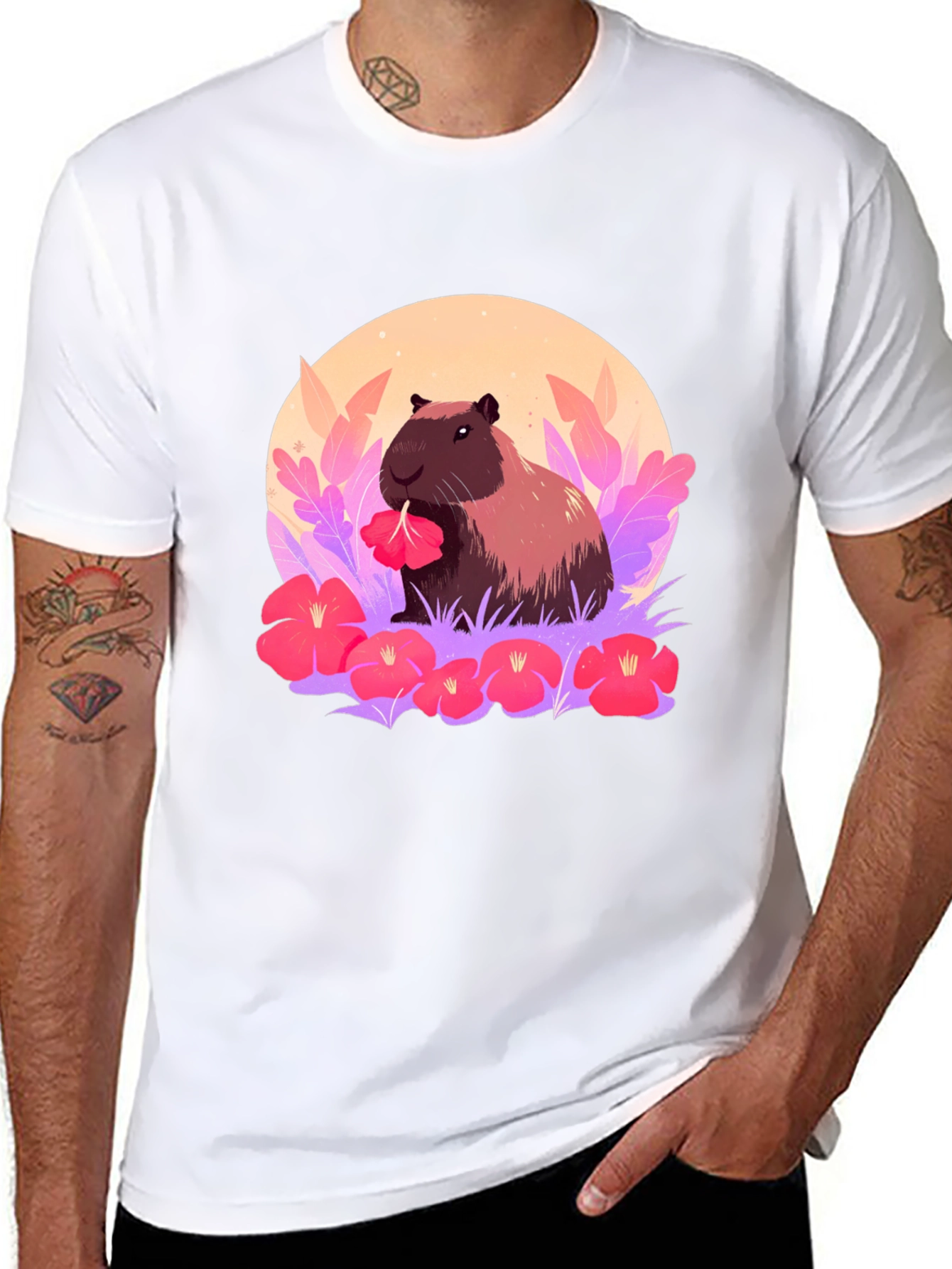 Capybara Floral Graphic Tee - Unique Style