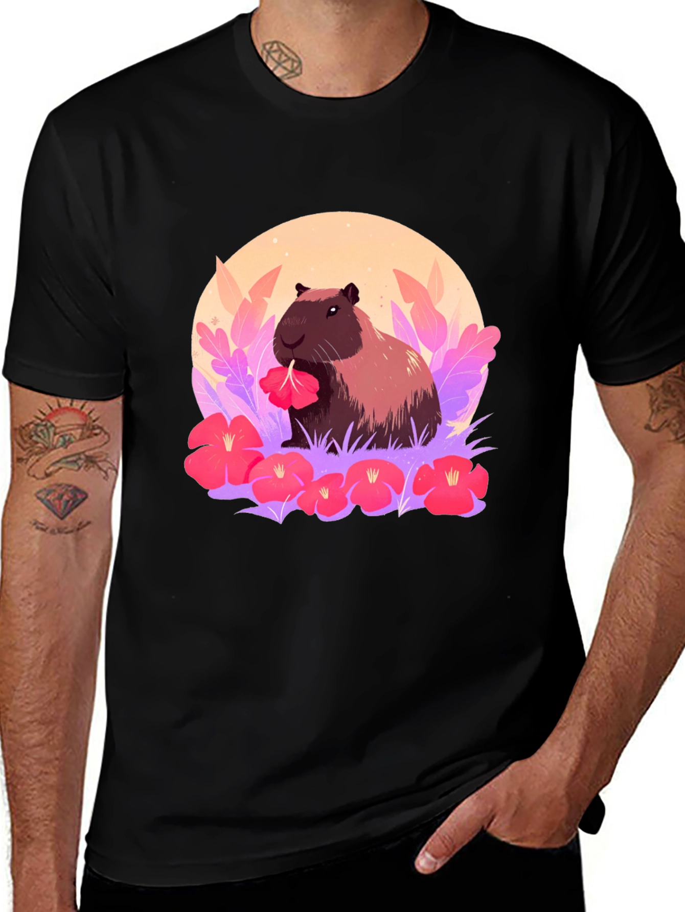 Capybara Floral Graphic Tee - Unique Style