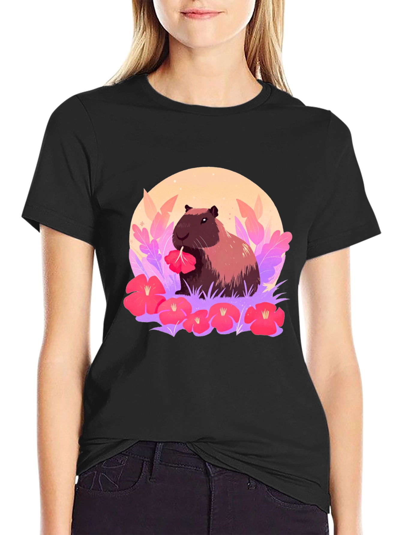 Capybara Floral Graphic Tee - Unique Style