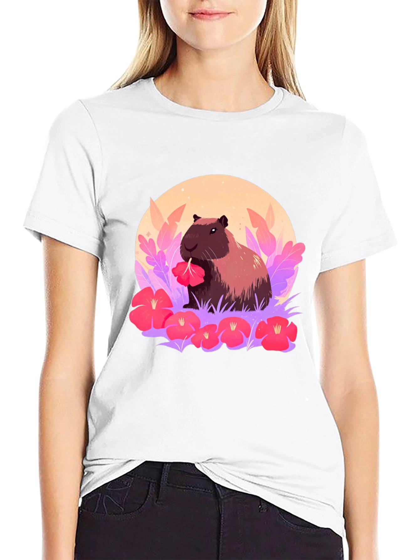 Capybara Floral Graphic Tee - Unique Style