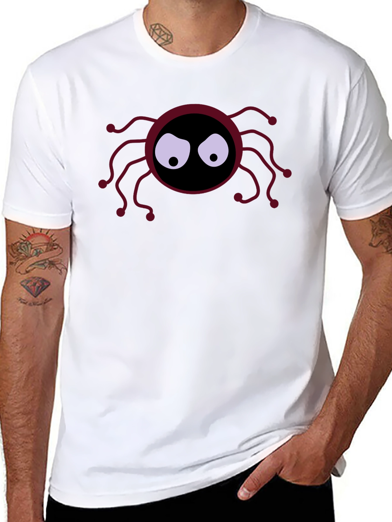 Spooky Spider Graphic Tee - Black Cotton Shirt