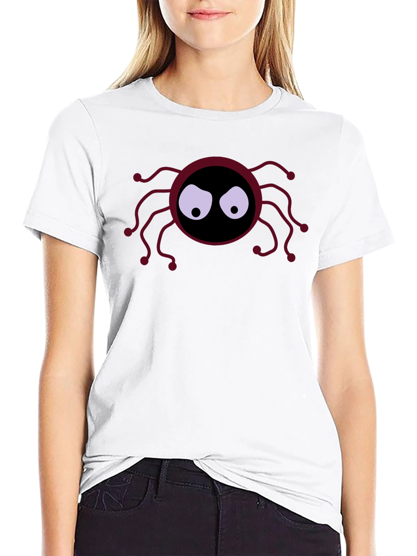 Spooky Spider Graphic Tee - Black Cotton Shirt