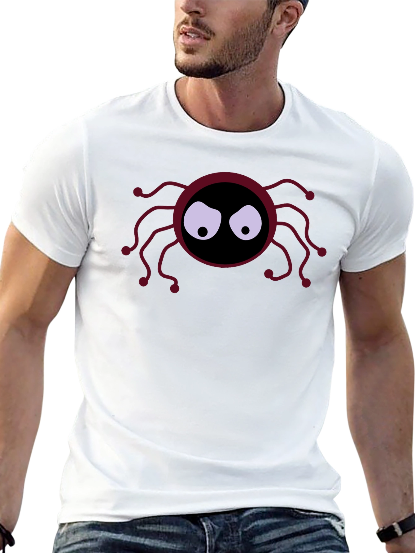 Spooky Spider Graphic Tee - Black Cotton Shirt