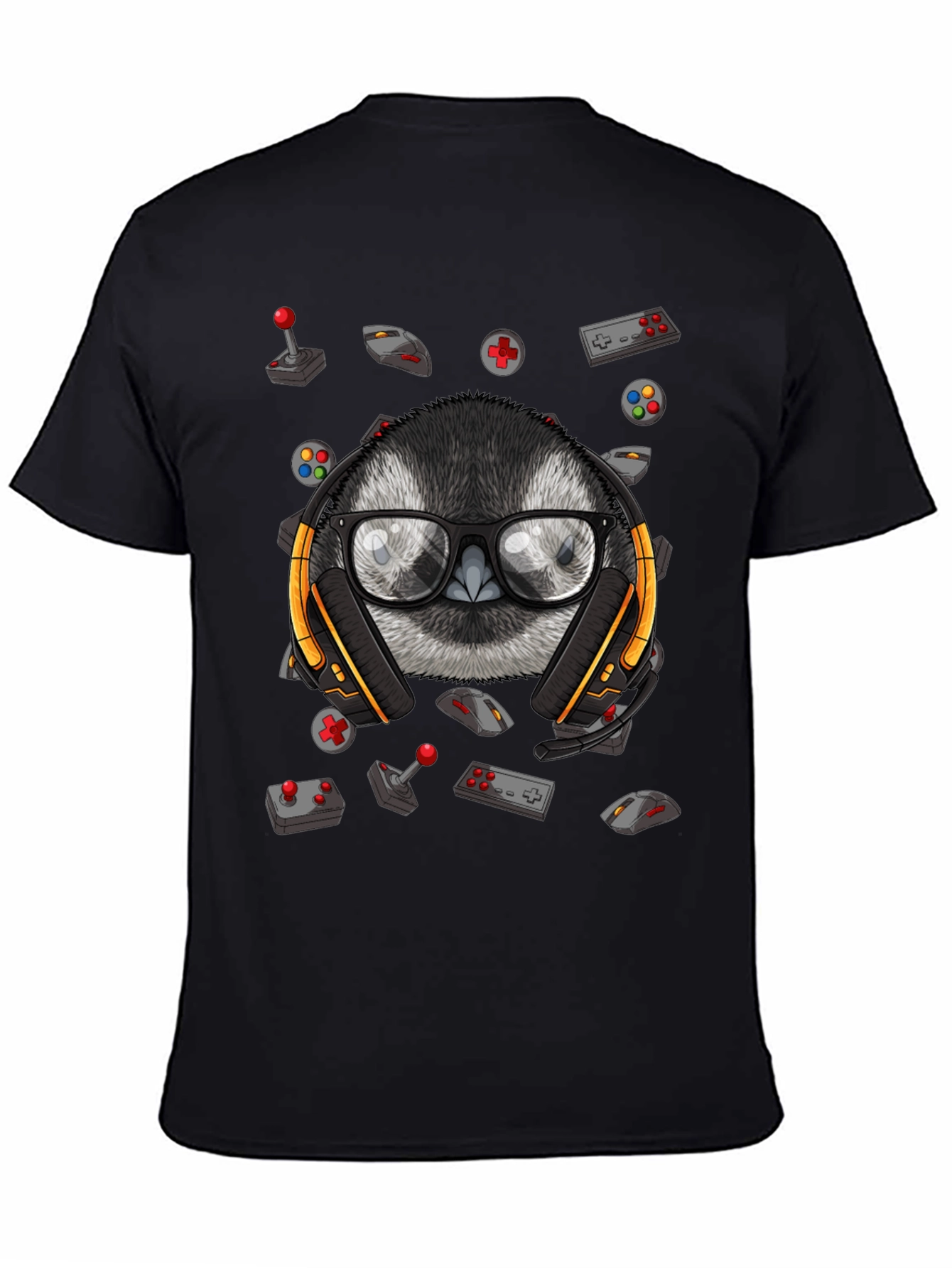 Gamer Owl Graphic Tee - Black Cotton Blend Shirt
