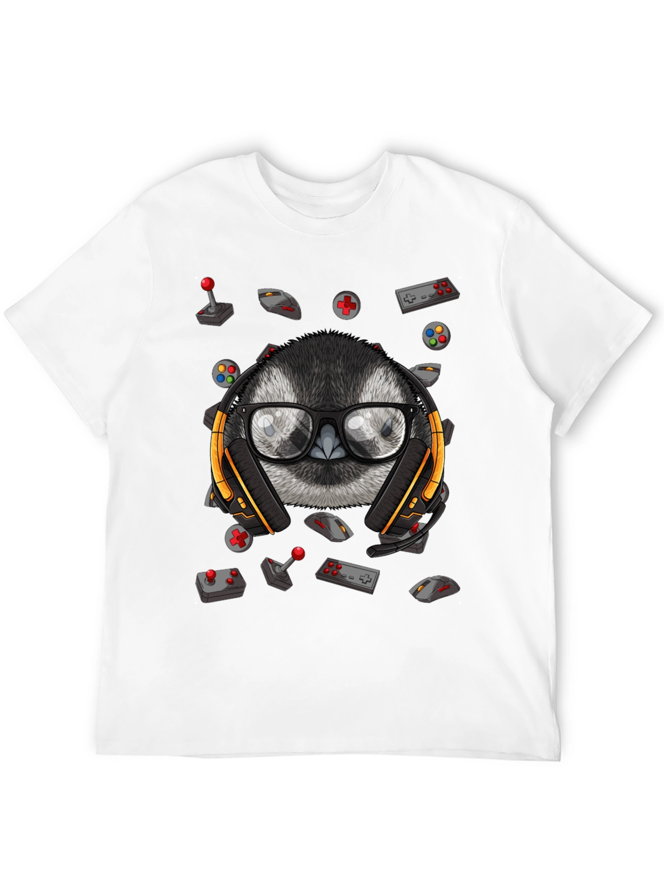 Gamer Owl Graphic Tee - Black Cotton Blend Shirt