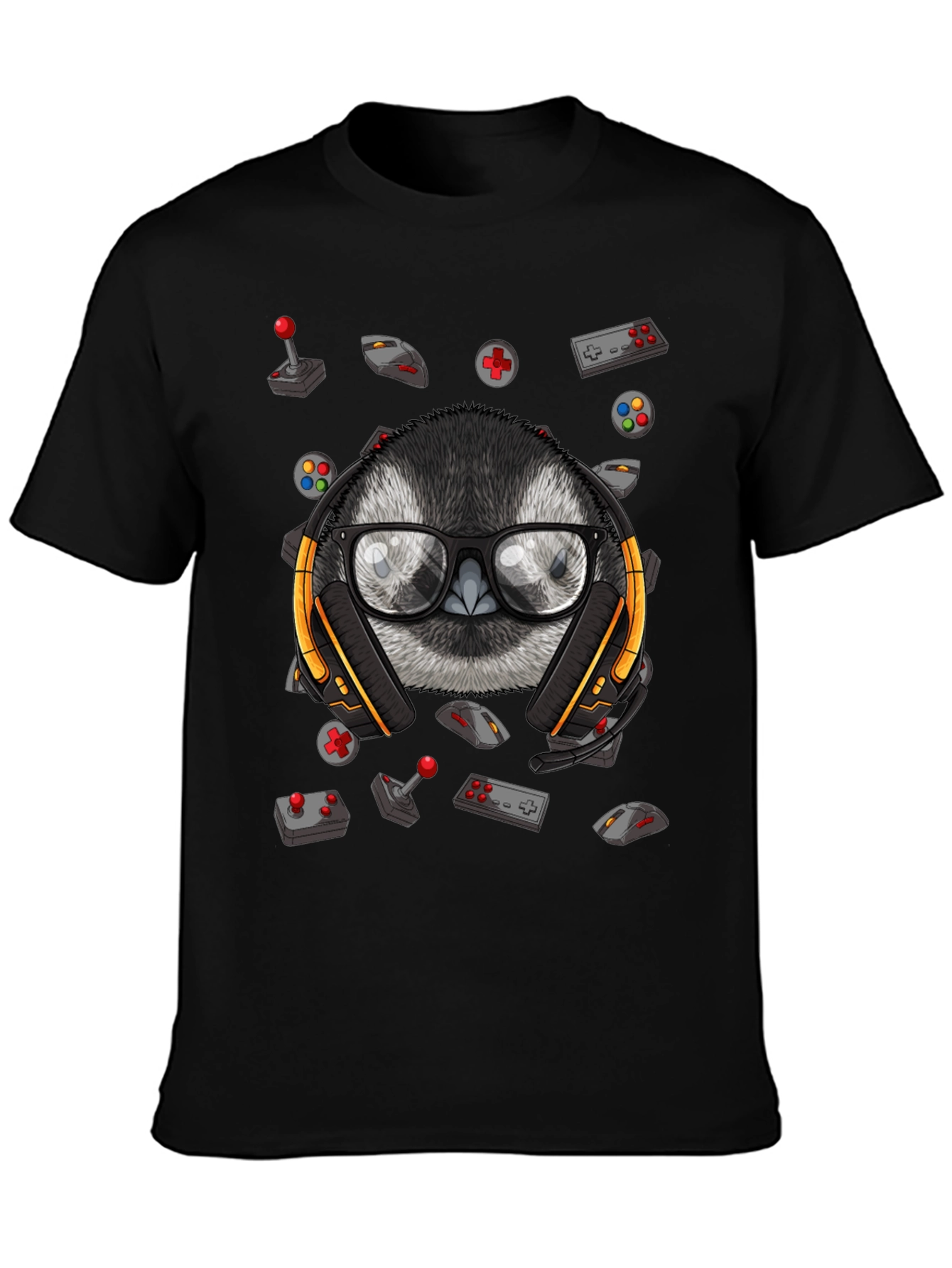 Gamer Owl Graphic Tee - Black Cotton Blend Shirt