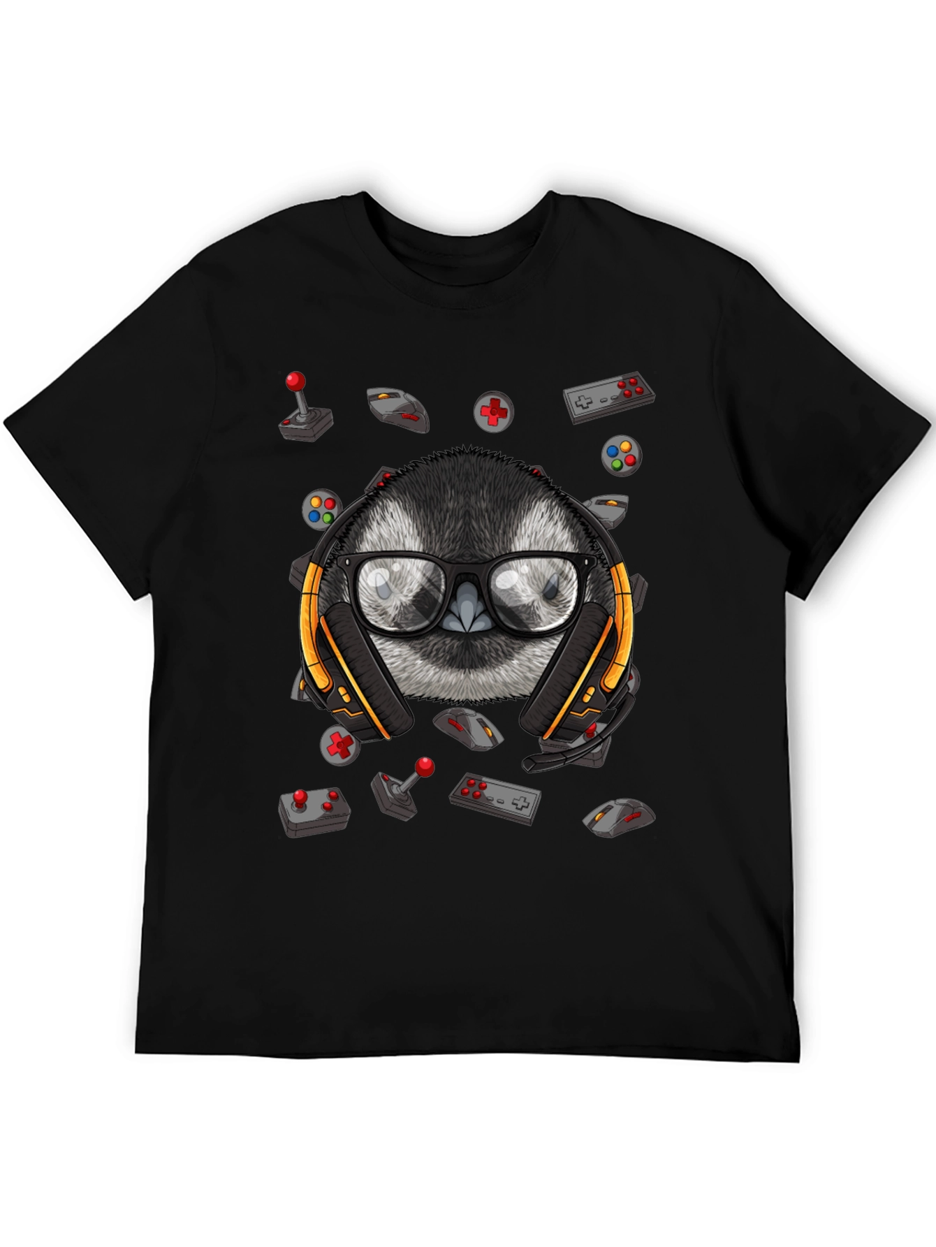 Gamer Owl Graphic Tee - Black Cotton Blend Shirt