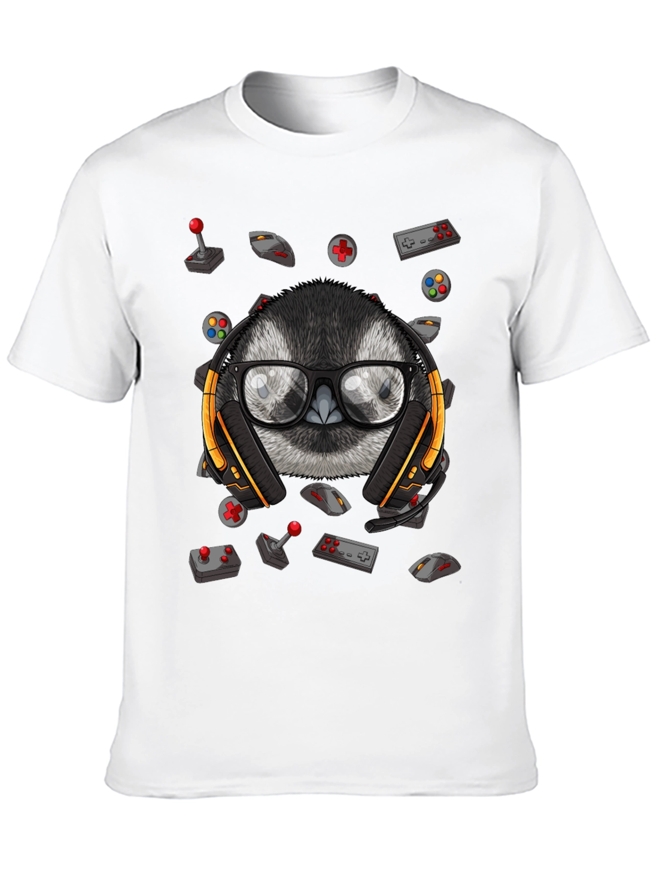 Gamer Owl Graphic Tee - Black Cotton Blend Shirt