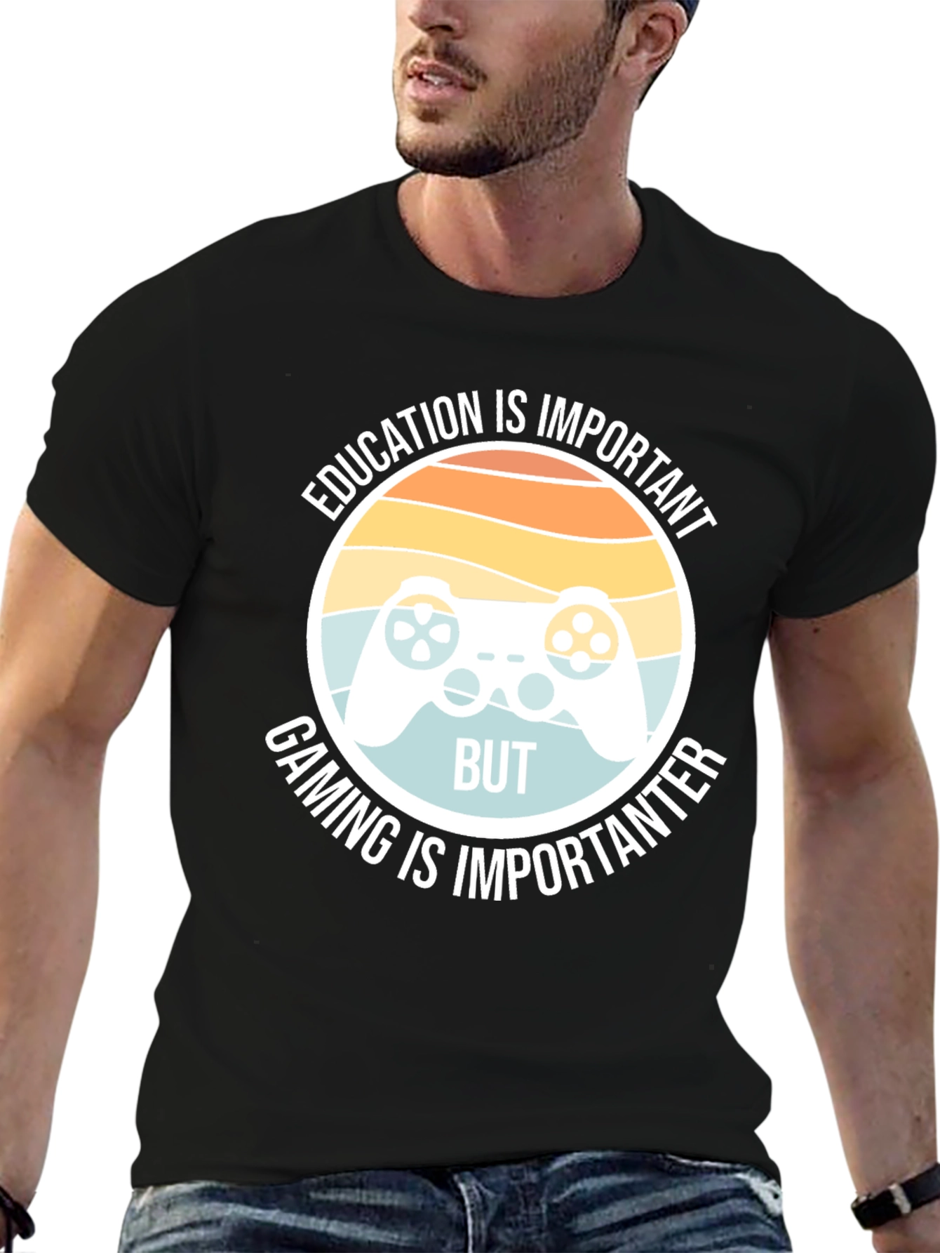 Funny Gamer T-Shirt - Education vs Gaming