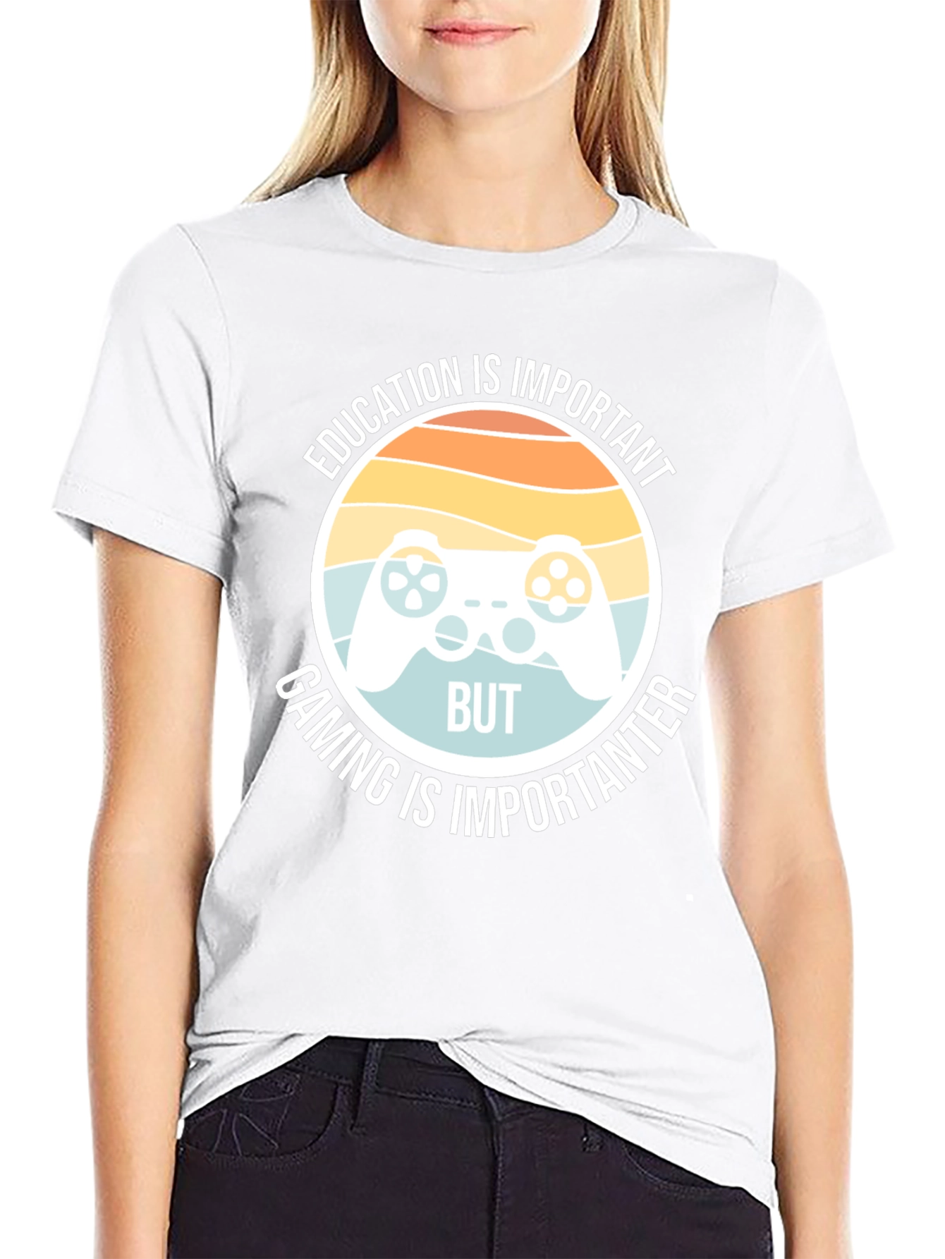Funny Gamer T-Shirt - Education vs Gaming