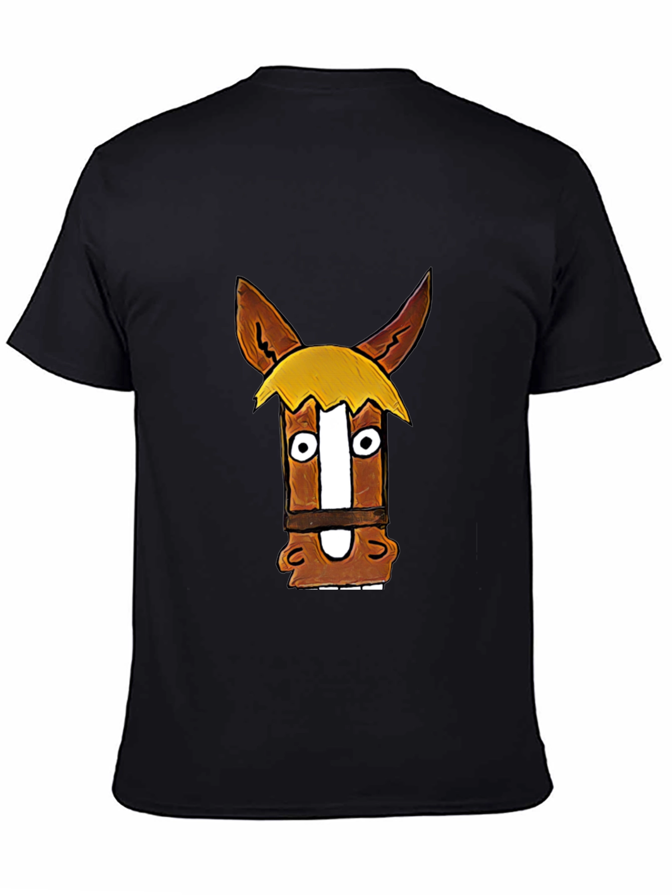 Funny Horse Graphic Black T-Shirt
