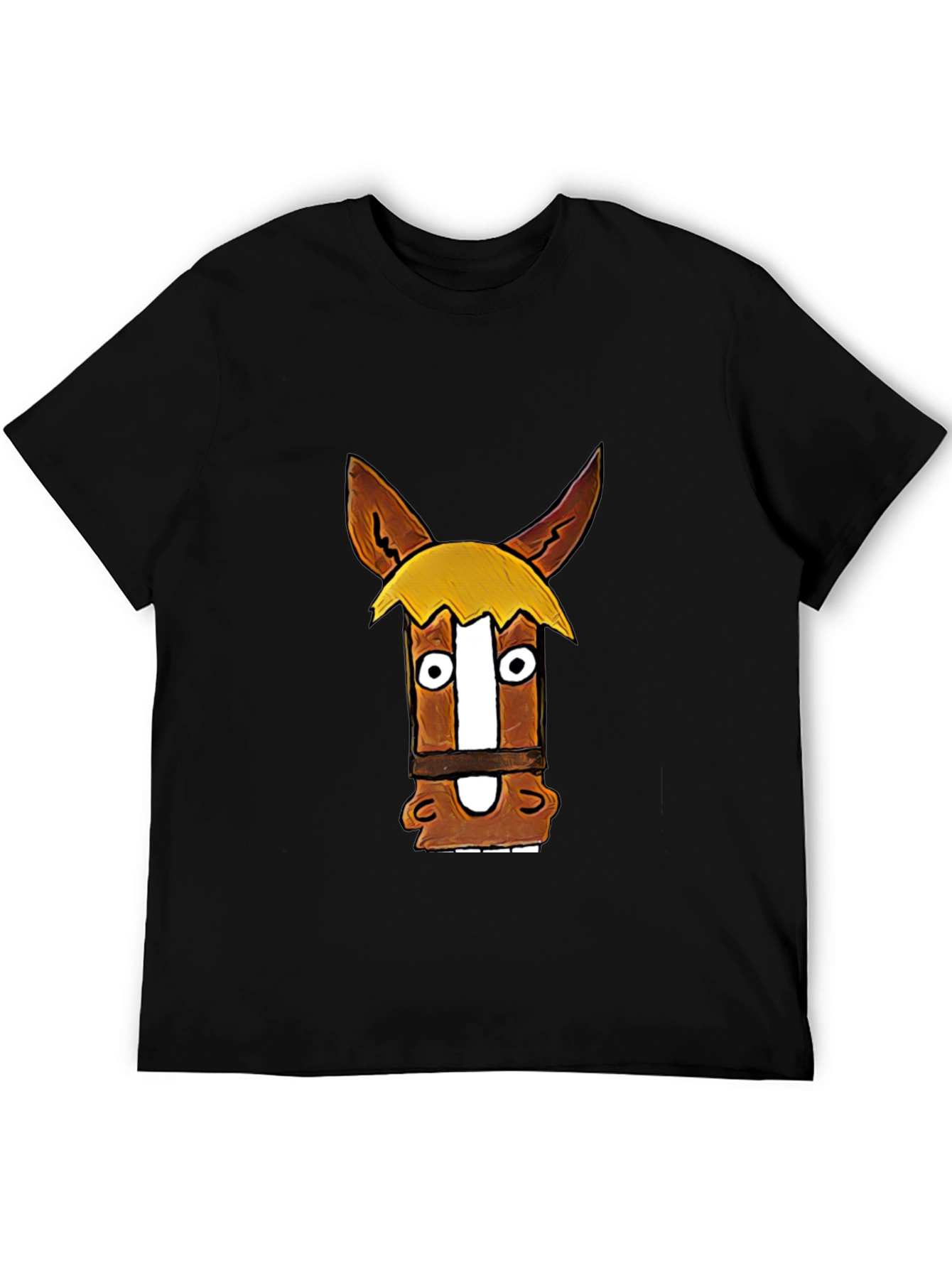 Funny Horse Graphic Black T-Shirt