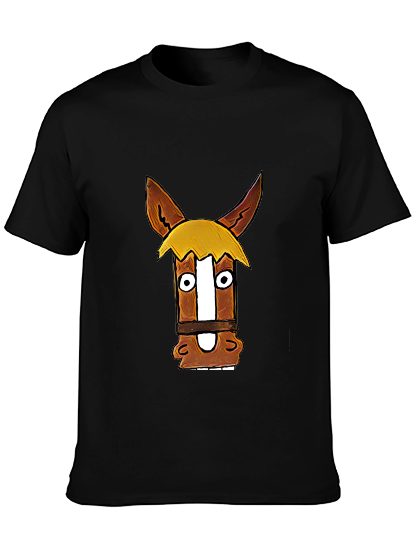 Funny Horse Graphic Black T-Shirt