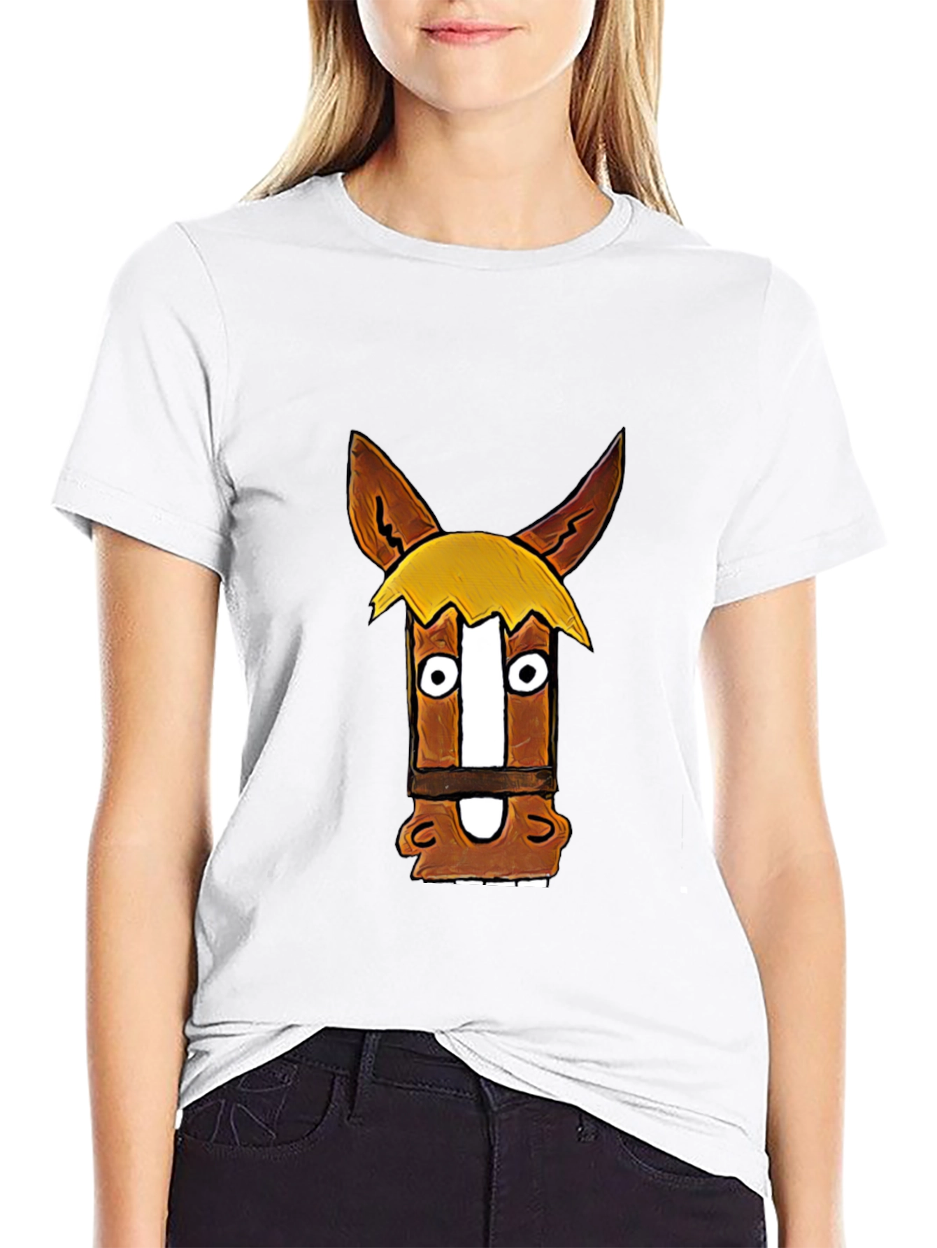 Funny Horse Graphic Black T-Shirt