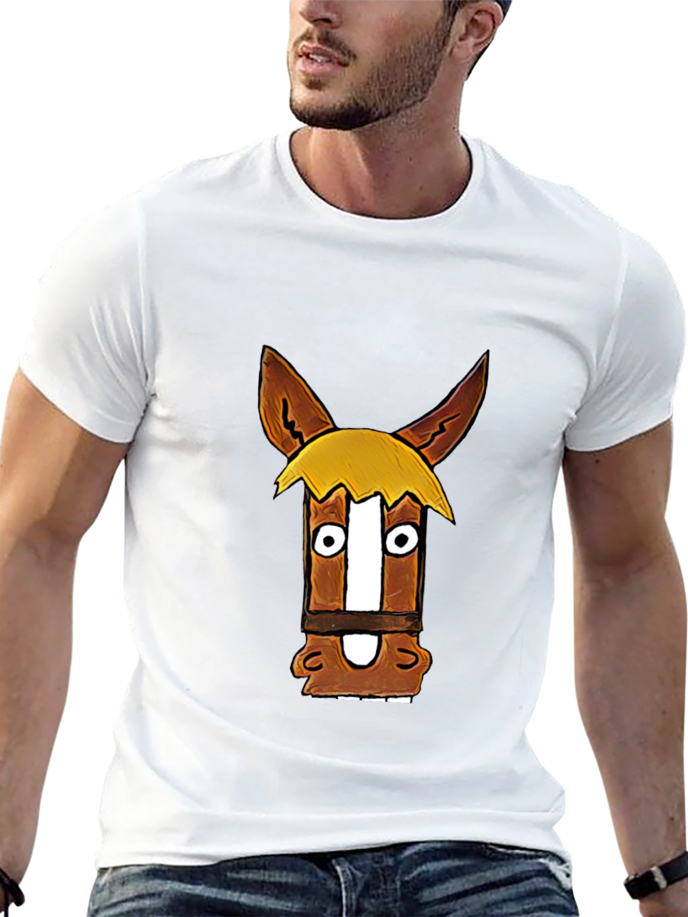 Funny Horse Graphic Black T-Shirt