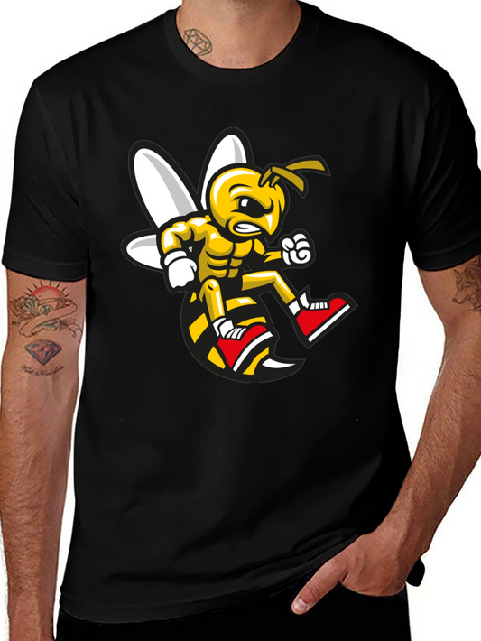 Angry Bee Graphic Tee - Black Cotton Shirt
