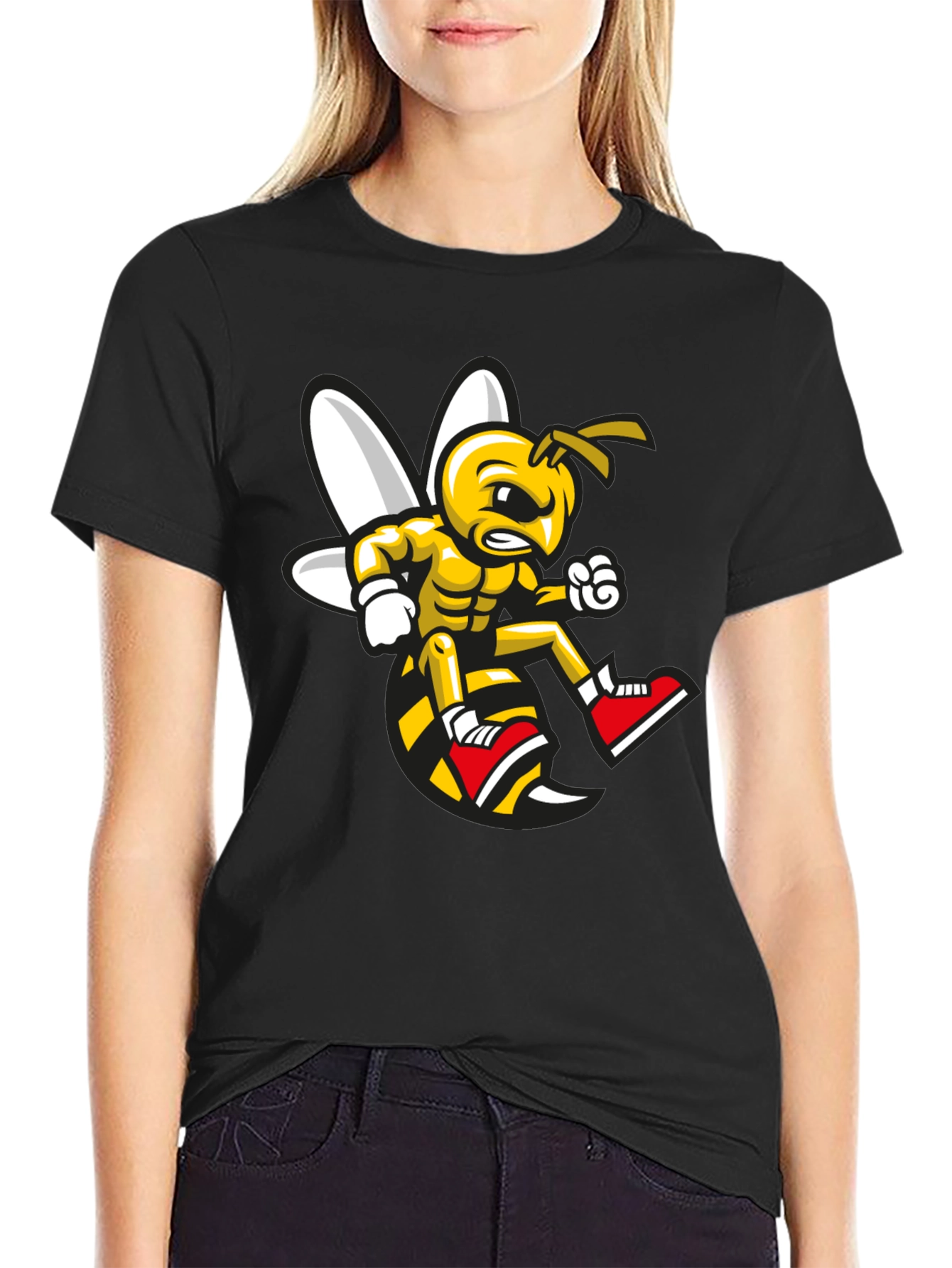 Angry Bee Graphic Tee - Black Cotton Shirt