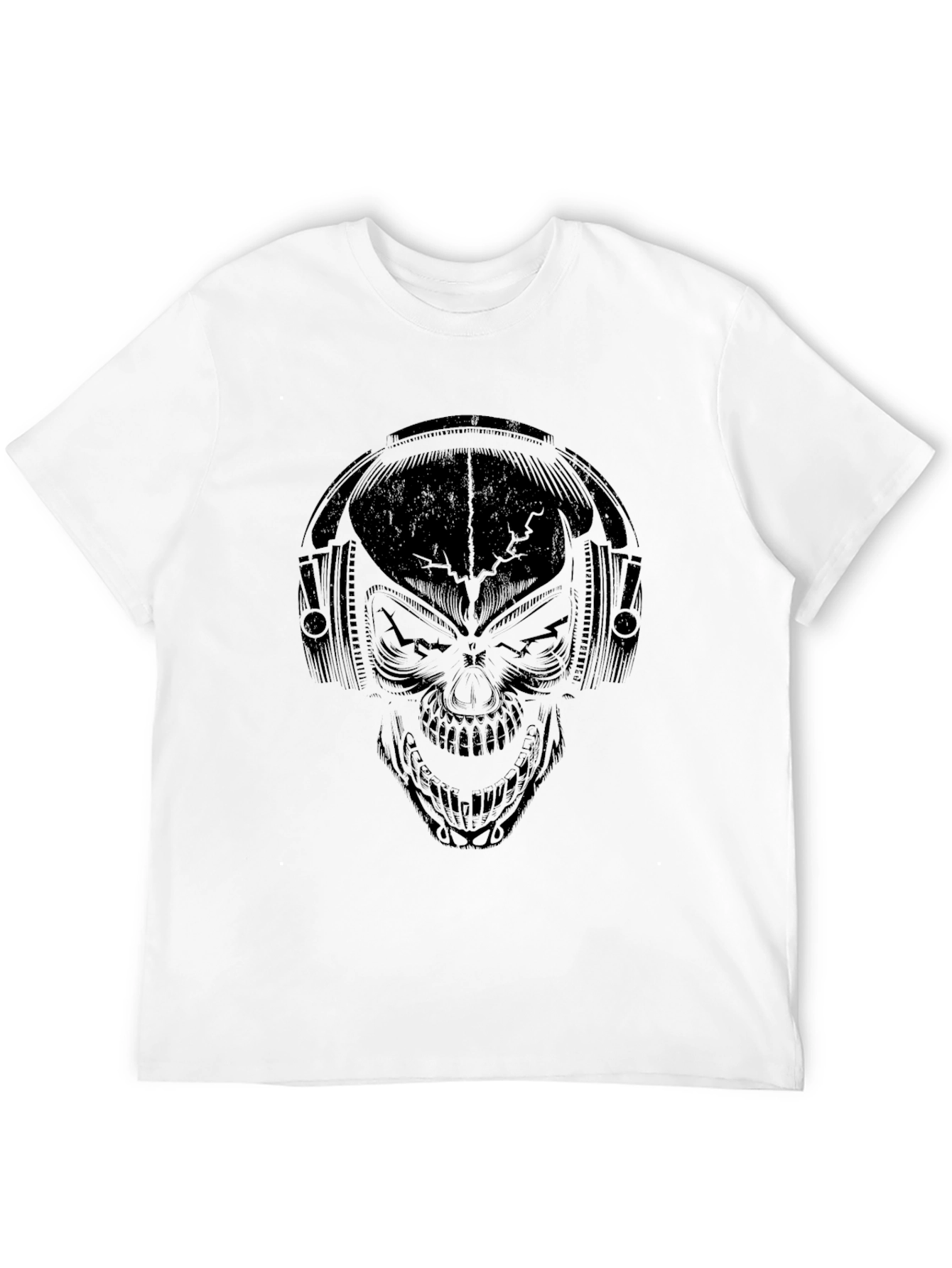 Skull With Headphones Graphic Tee - Mens Black T-Shirt