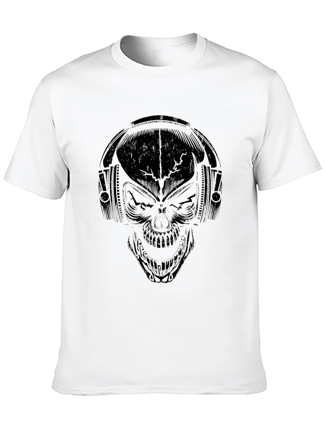 Skull With Headphones Graphic Tee - Mens Black T-Shirt