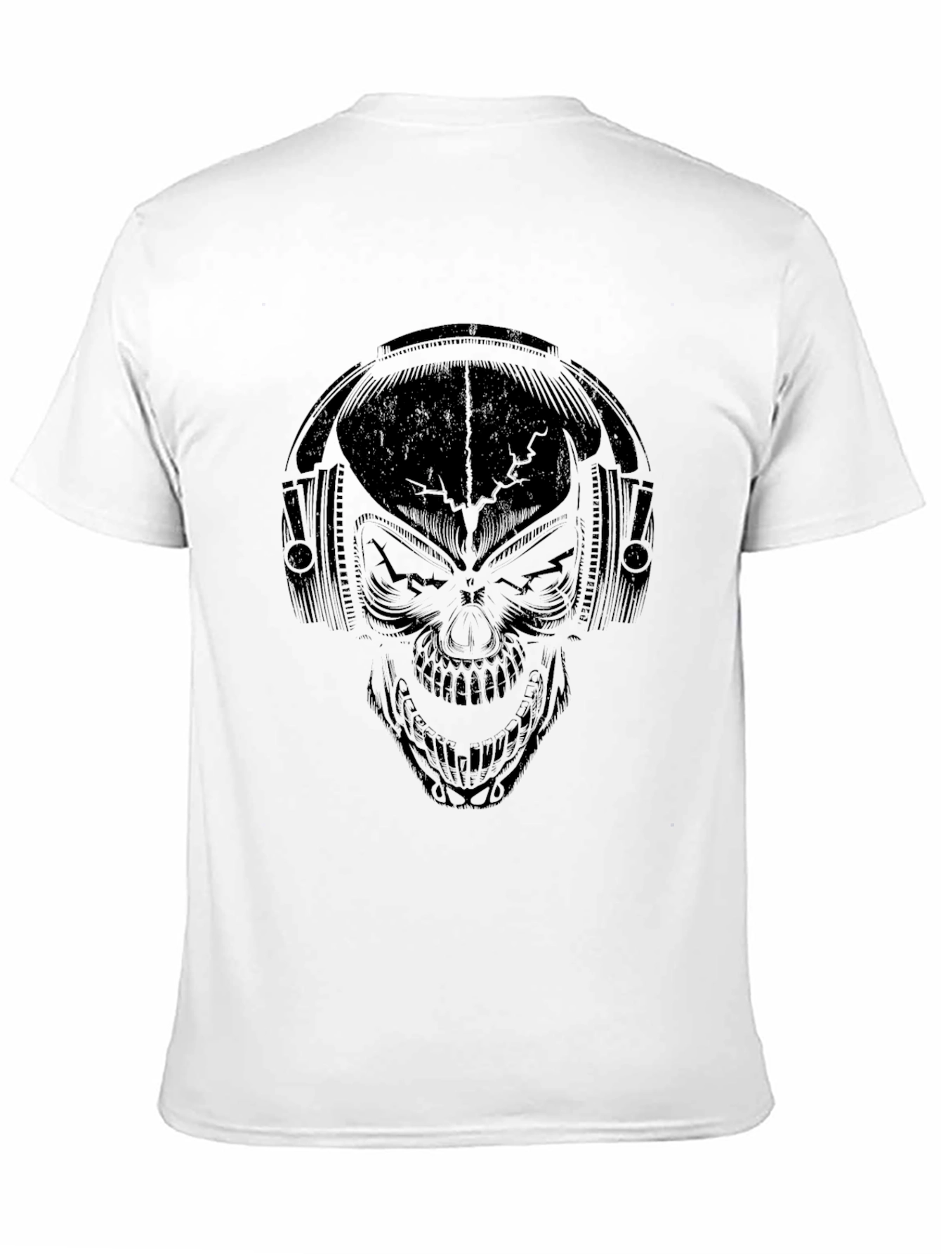 Skull With Headphones Graphic Tee - Mens Black T-Shirt