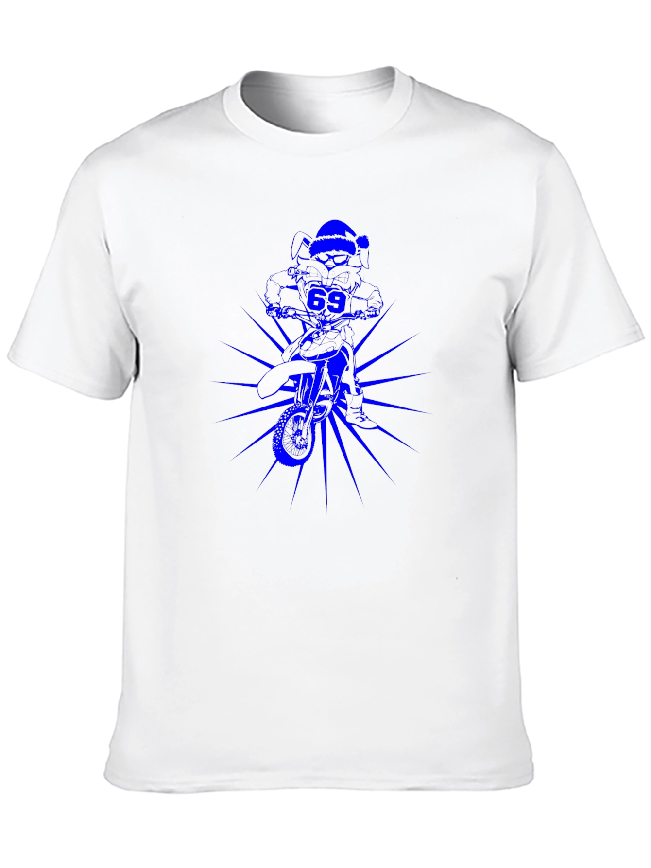 Mens Black T-Shirt with Blue Motorcross Rider Graphic