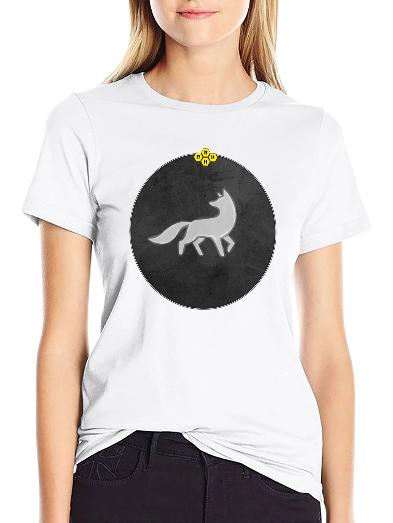 Abstract Fox Graphic Tee - Stylish Mens Black T-Shirt