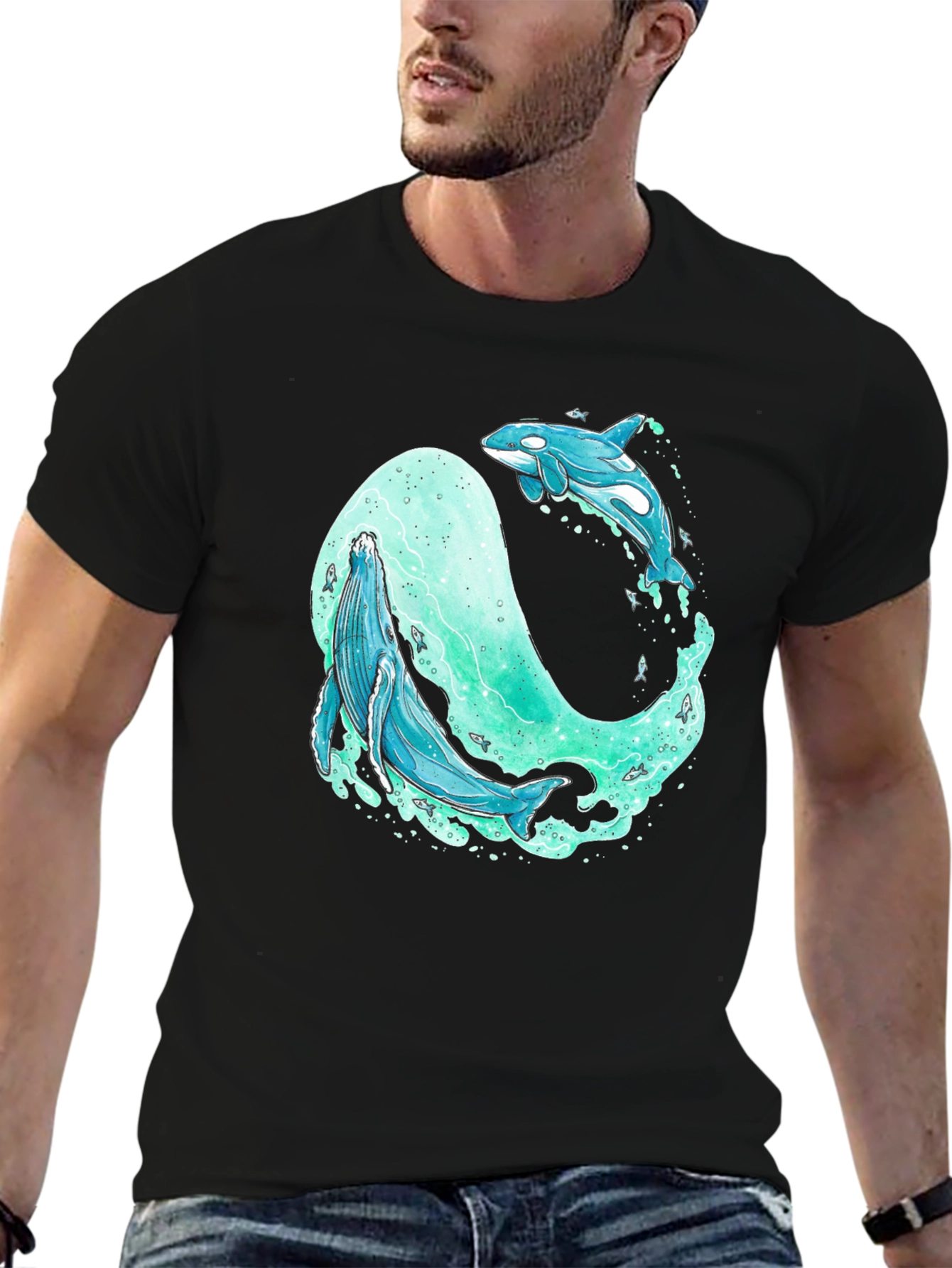 Whale and Orca Graphic T-Shirt