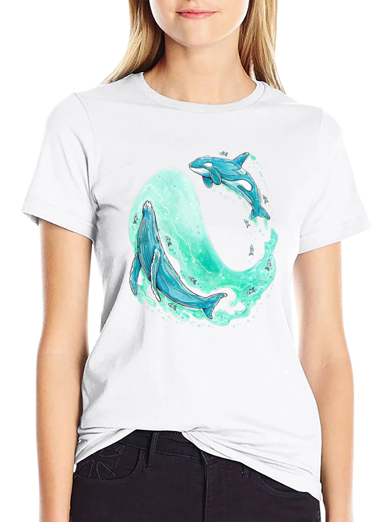 Whale and Orca Graphic T-Shirt