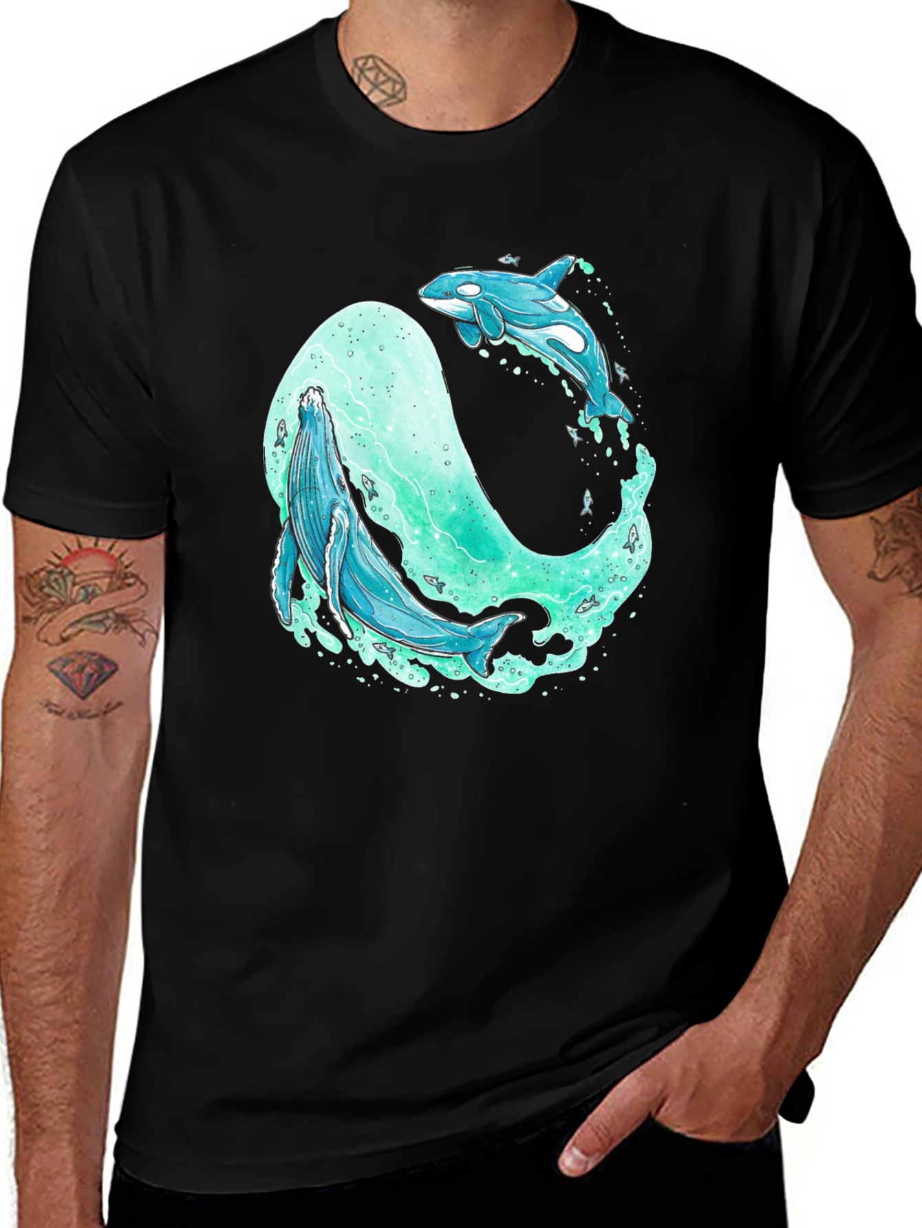 Whale and Orca Graphic T-Shirt