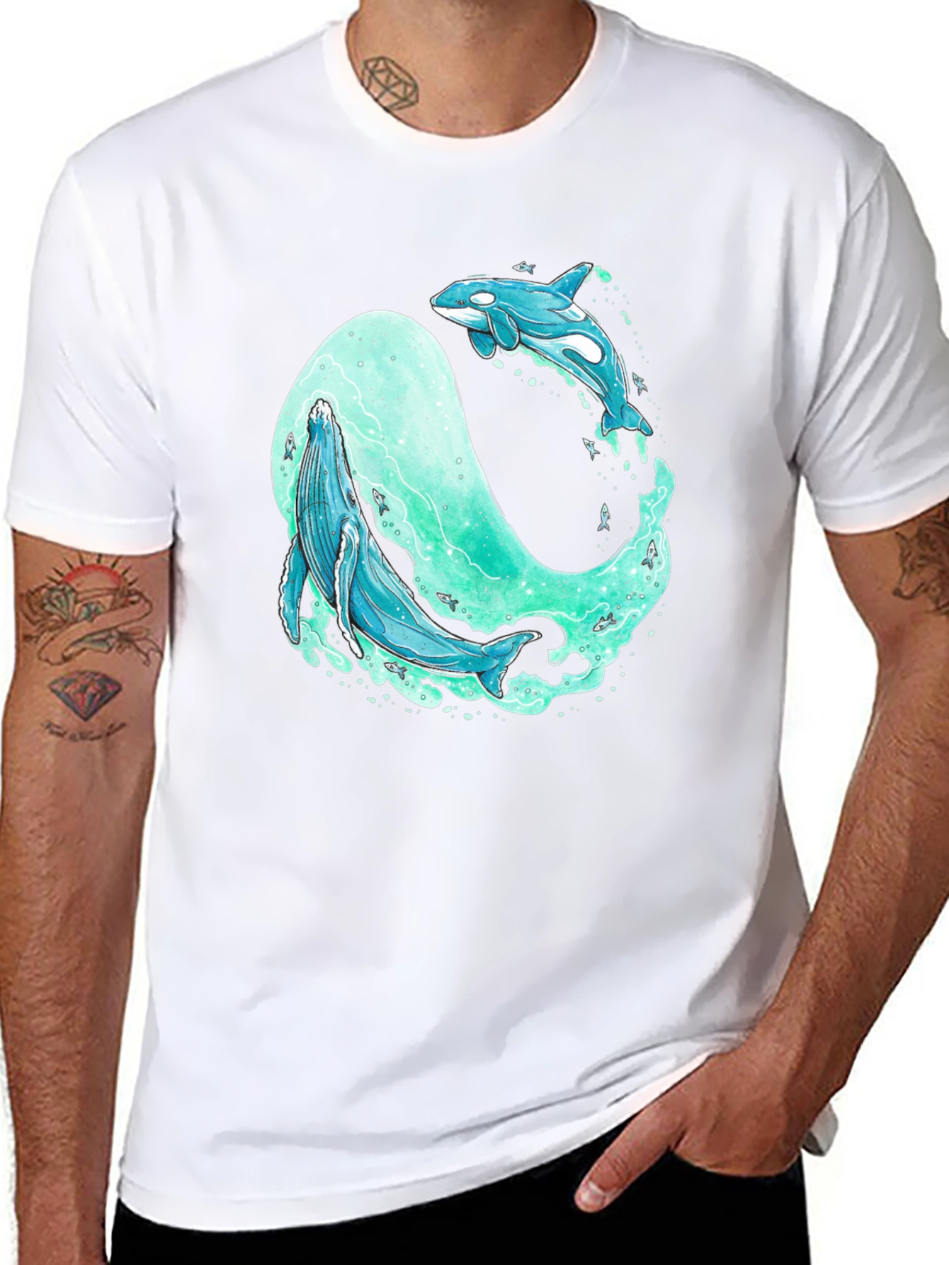 Whale and Orca Graphic T-Shirt
