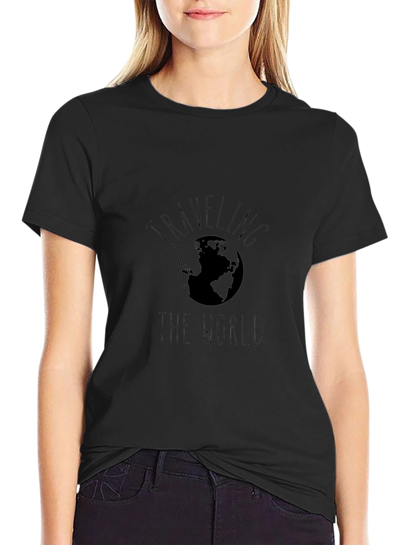 Traveling the World Graphic T-Shirt - Black