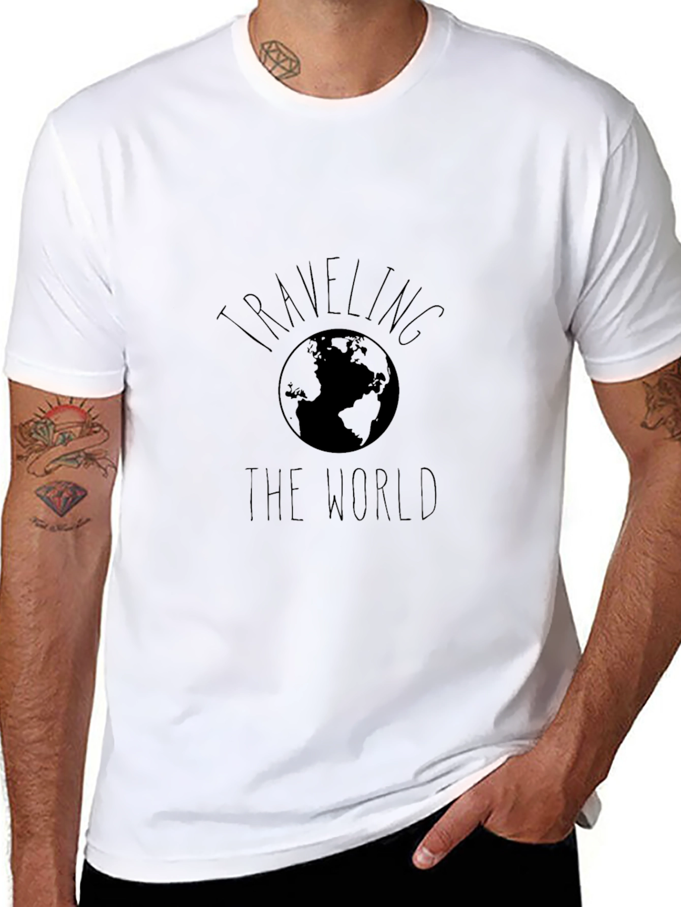 Traveling the World Graphic T-Shirt - Black