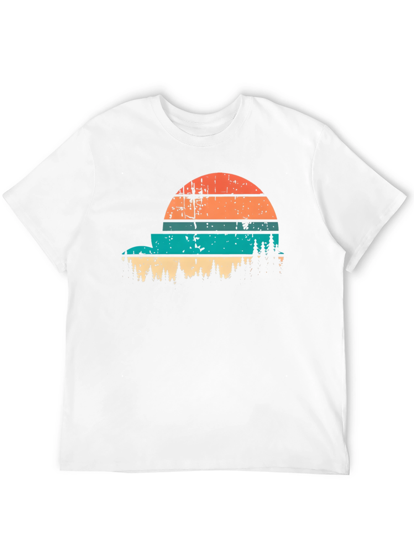 Retro Sunset Forest Graphic Tee - Black