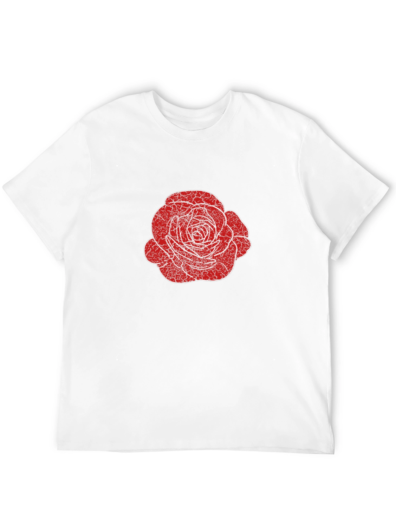 Rose Graphic Tee - Distressed Floral Design
