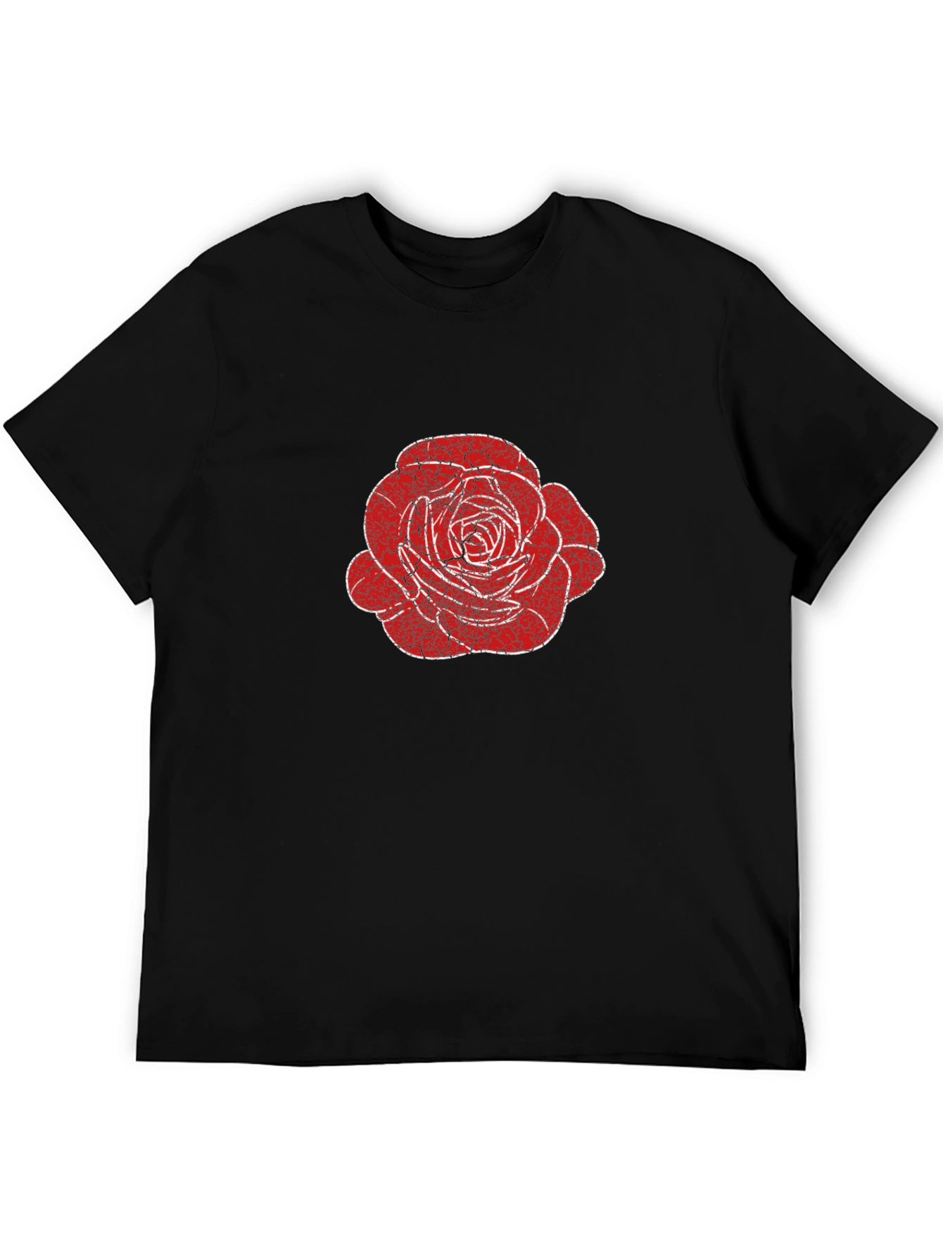 Rose Graphic Tee - Distressed Floral Design