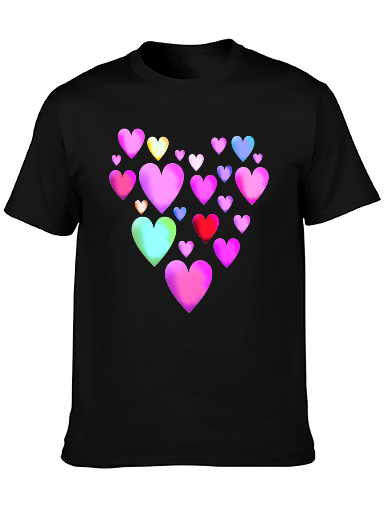 Heart Print Black T-Shirt