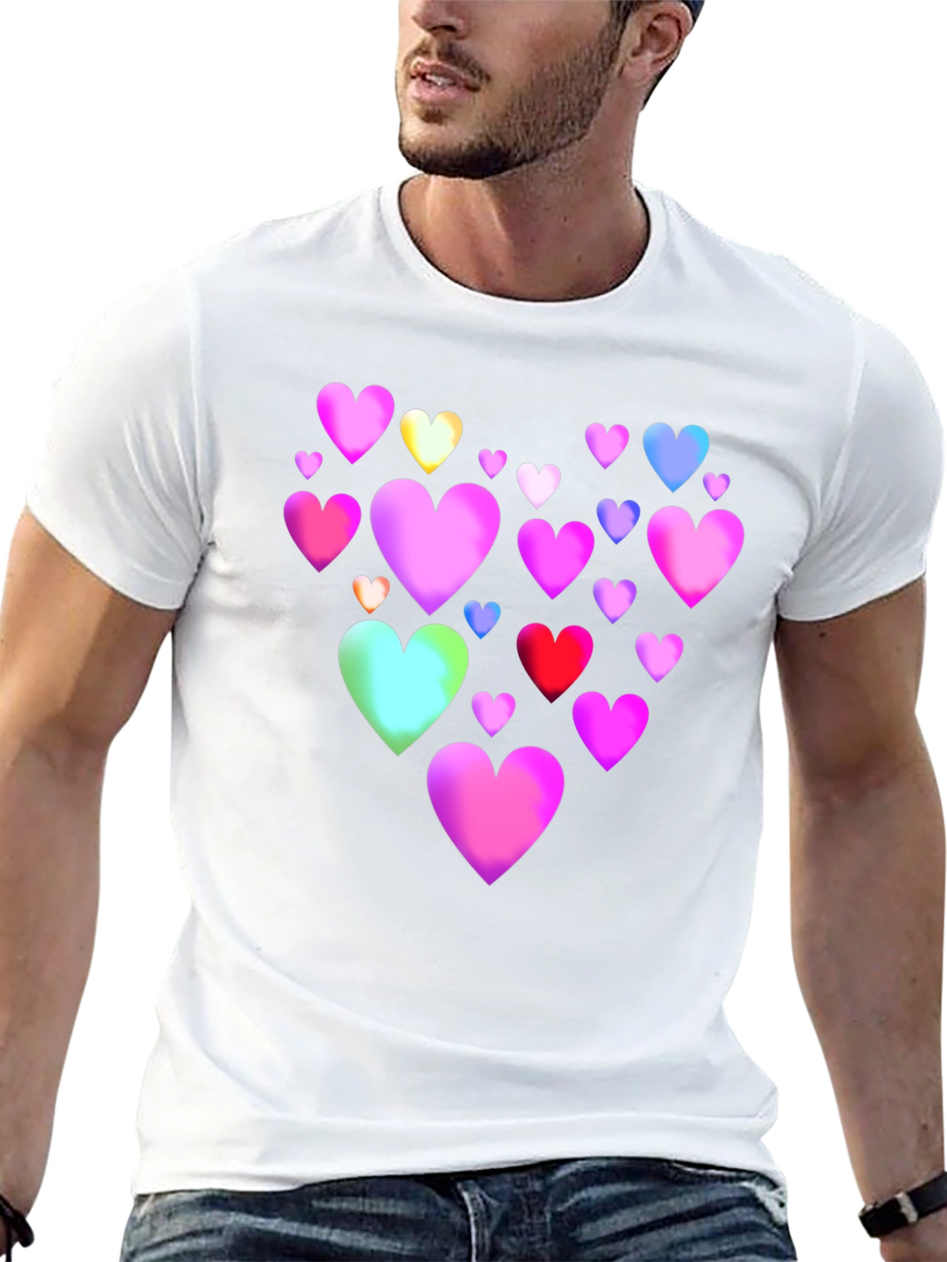 Heart Print Black T-Shirt